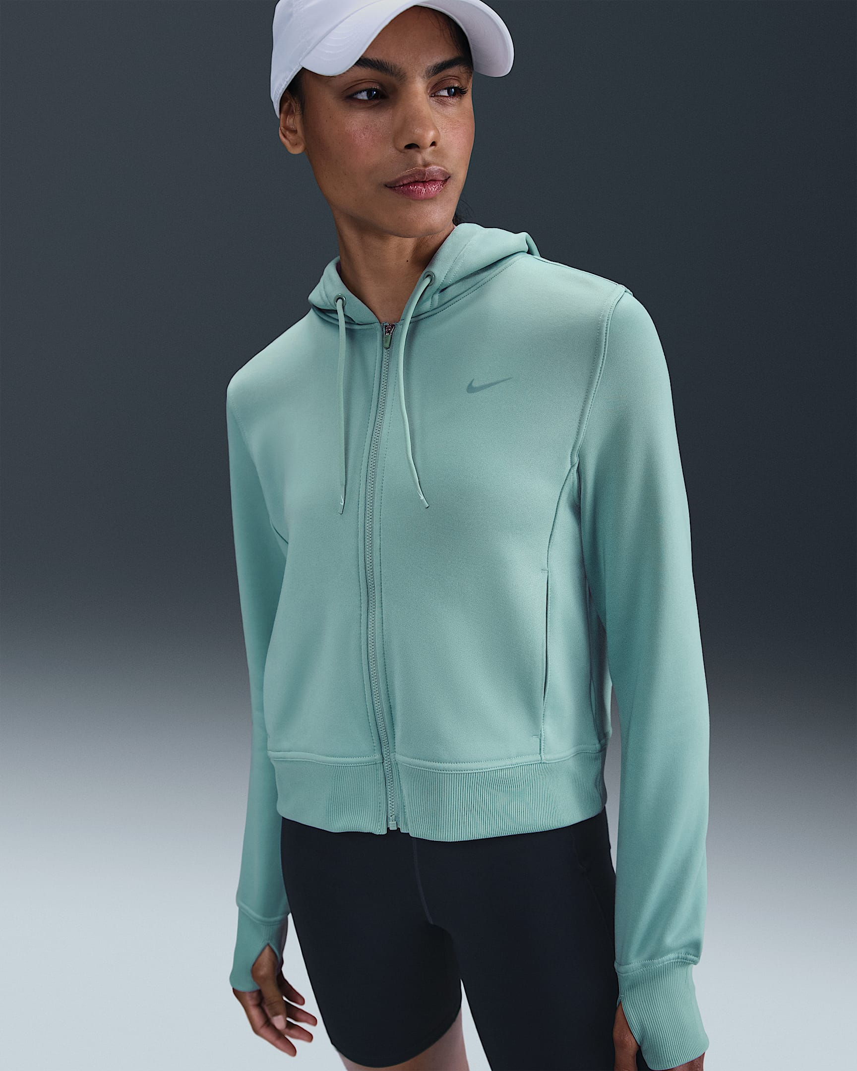 Sudadera con gorro de cierre completo para mujer Nike Therma-FIT One - Cañón/Blanco