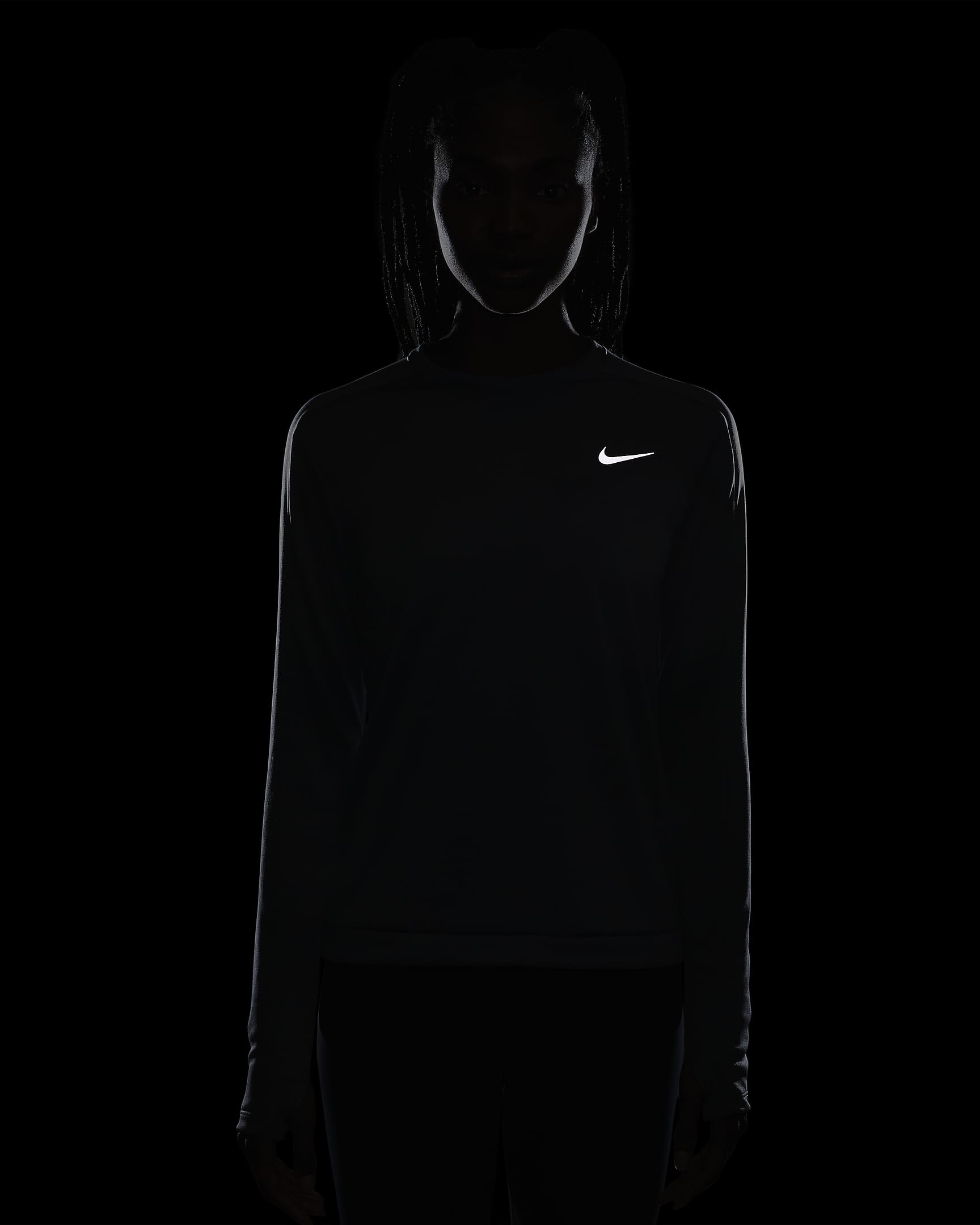 Nike Dri-FIT Women's Crew-Neck Running Top - Smoke Grey