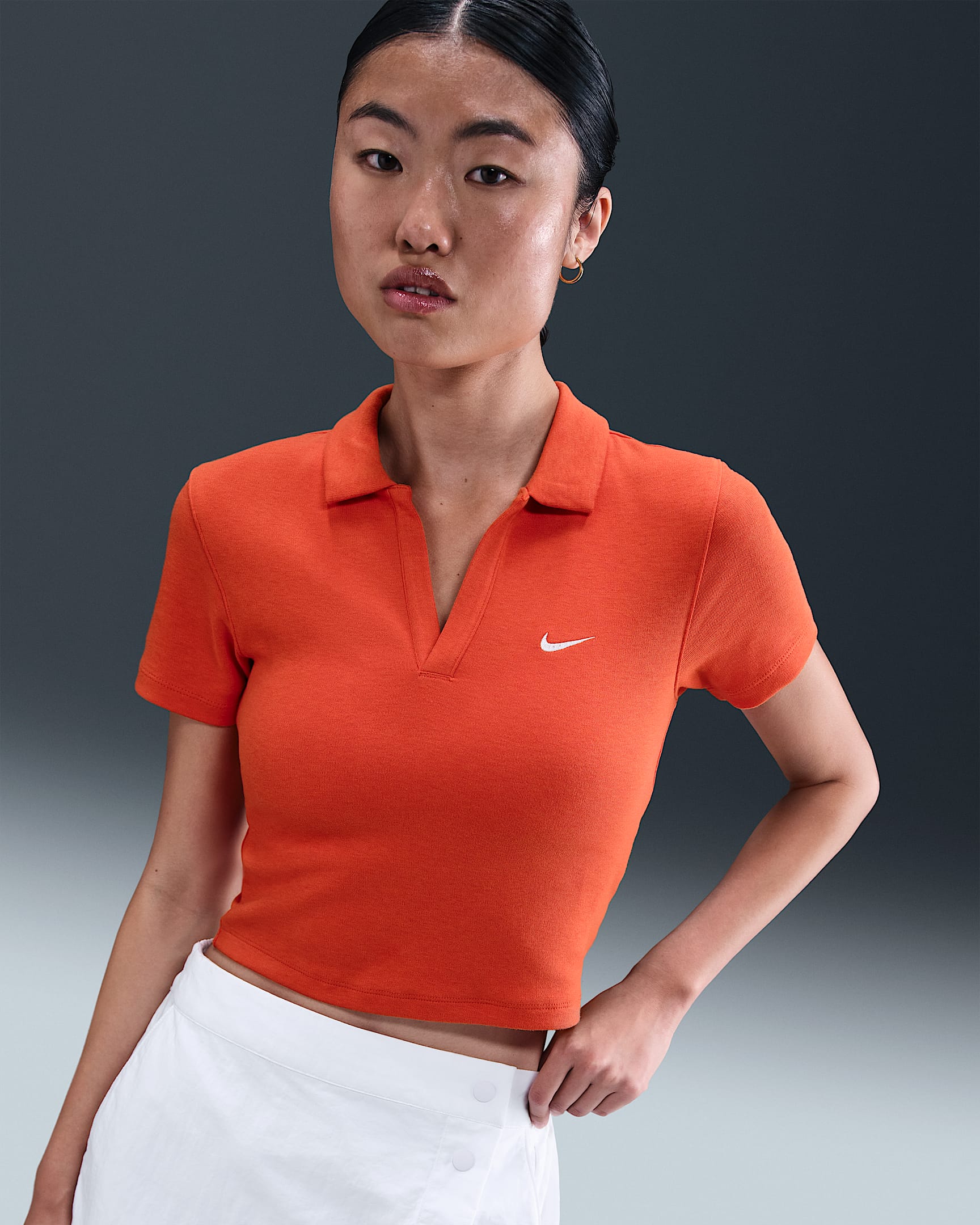 Nike Sportswear Essential Women's Short-sleeve Polo Top - Picante Red/Heather/Sail