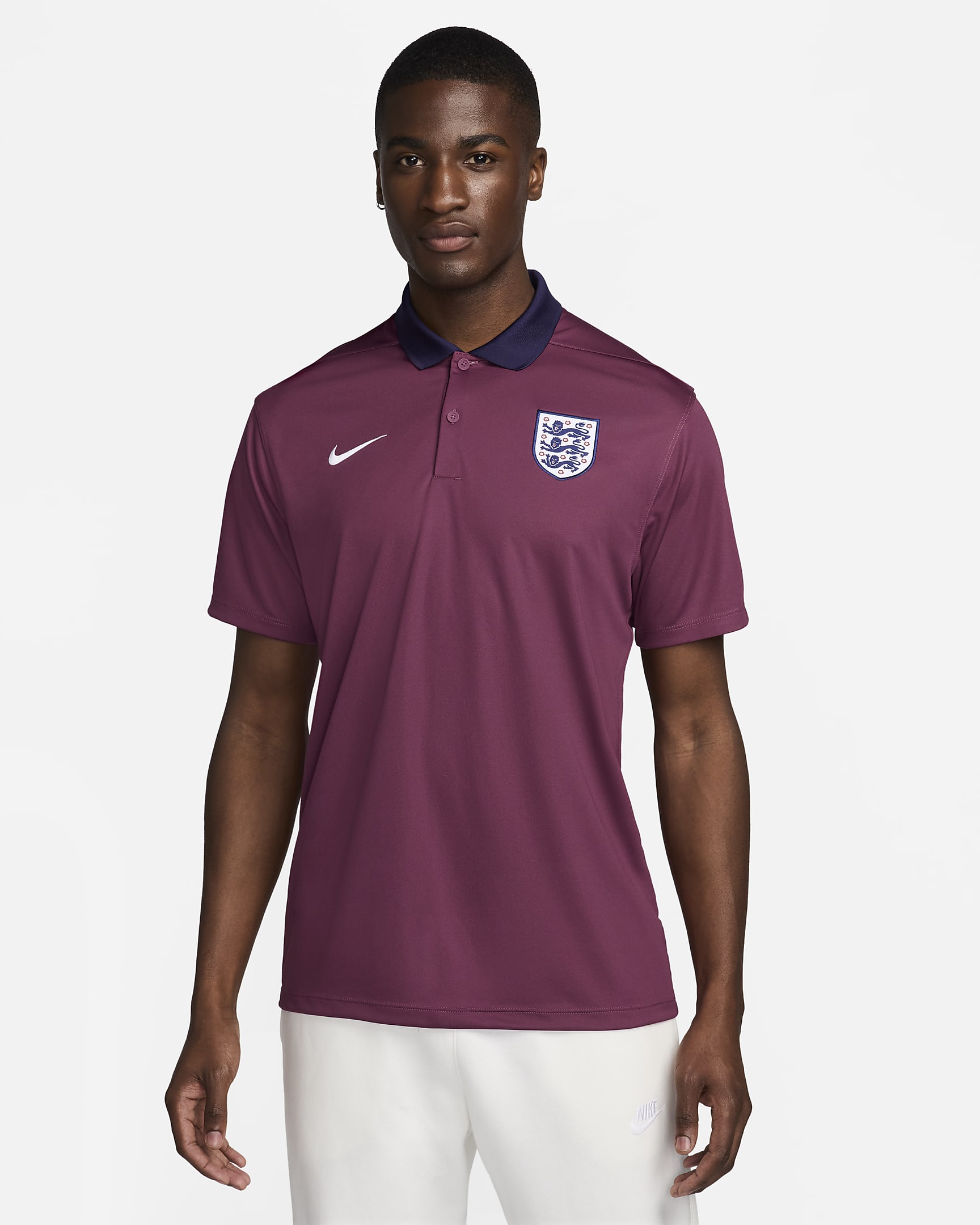 England Victory Men's Nike Dri-FIT Football Polo - Rosewood/Sesame/White