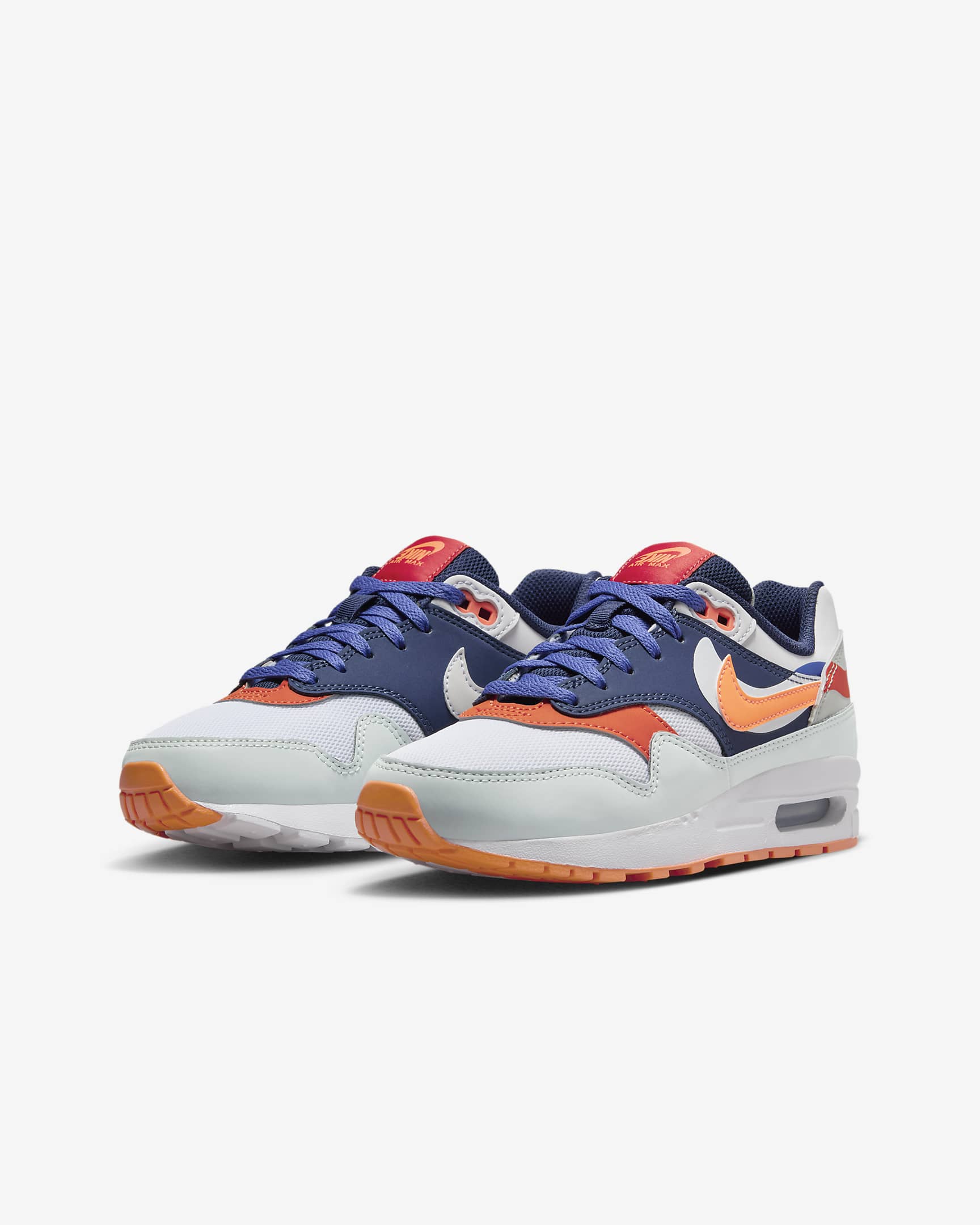 Nike Air Max 1 SE Older Kids' Shoes - Light Silver/Midnight Navy/Astronomy Blue/Total Orange