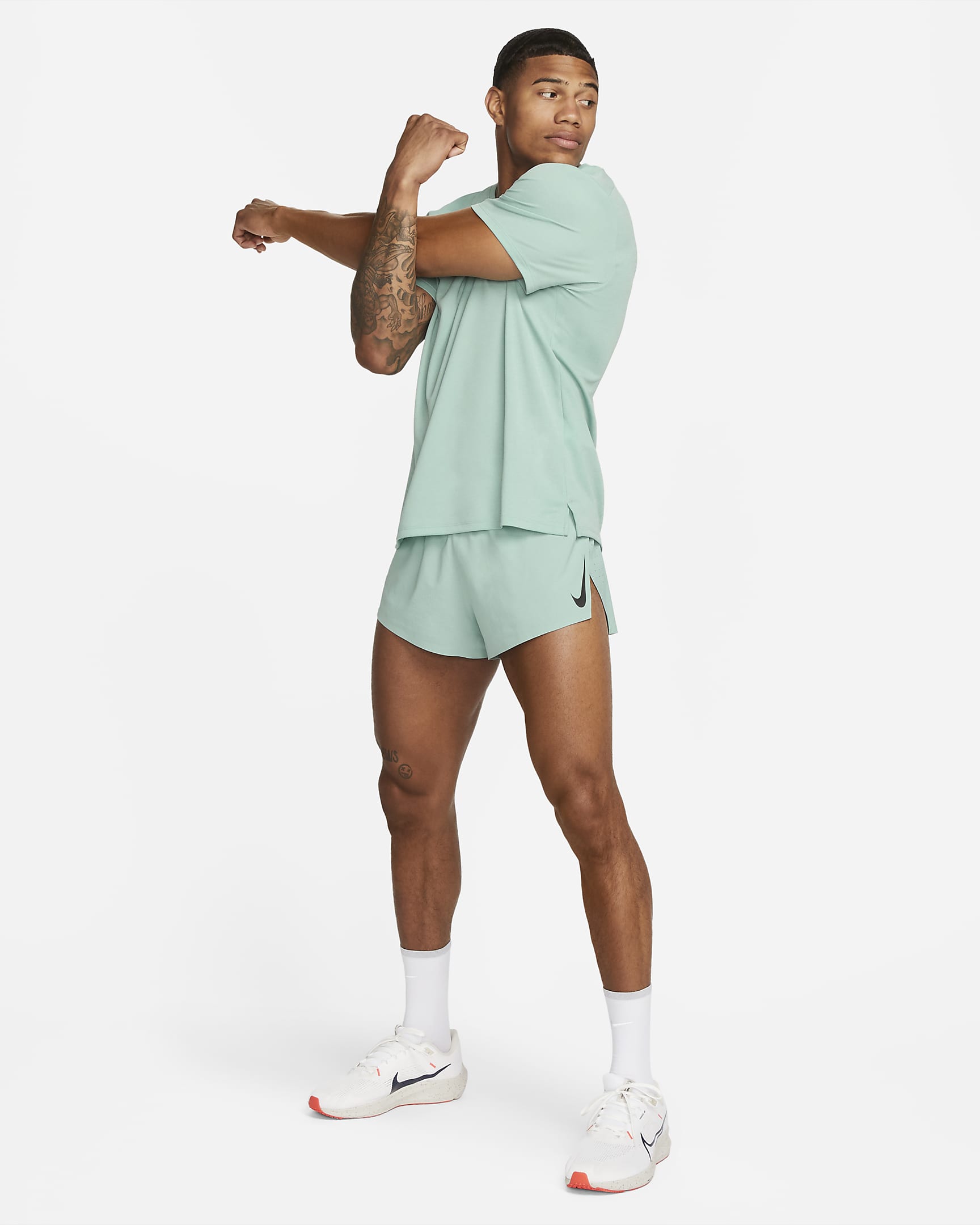 Nike AeroSwift fôret løpeshorts til herre (5 cm) - Mineral/Svart