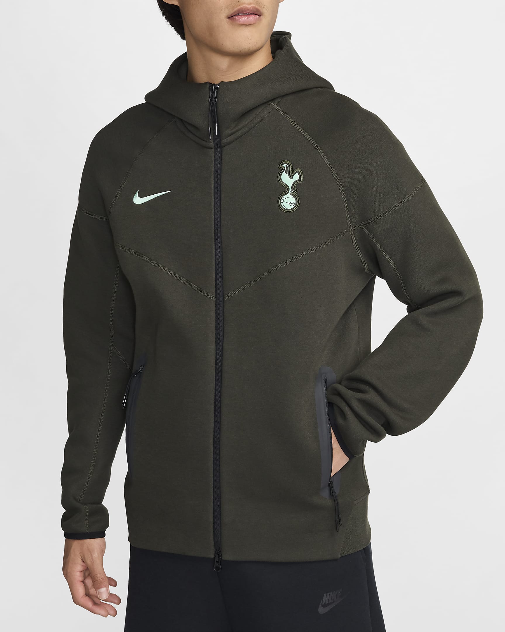 Tottenham Hotspur Tech Fleece Windrunner Third Nike Fußballjacke mit durchgehendem Reißverschluss (Herren) - Sequoia/Enamel Green