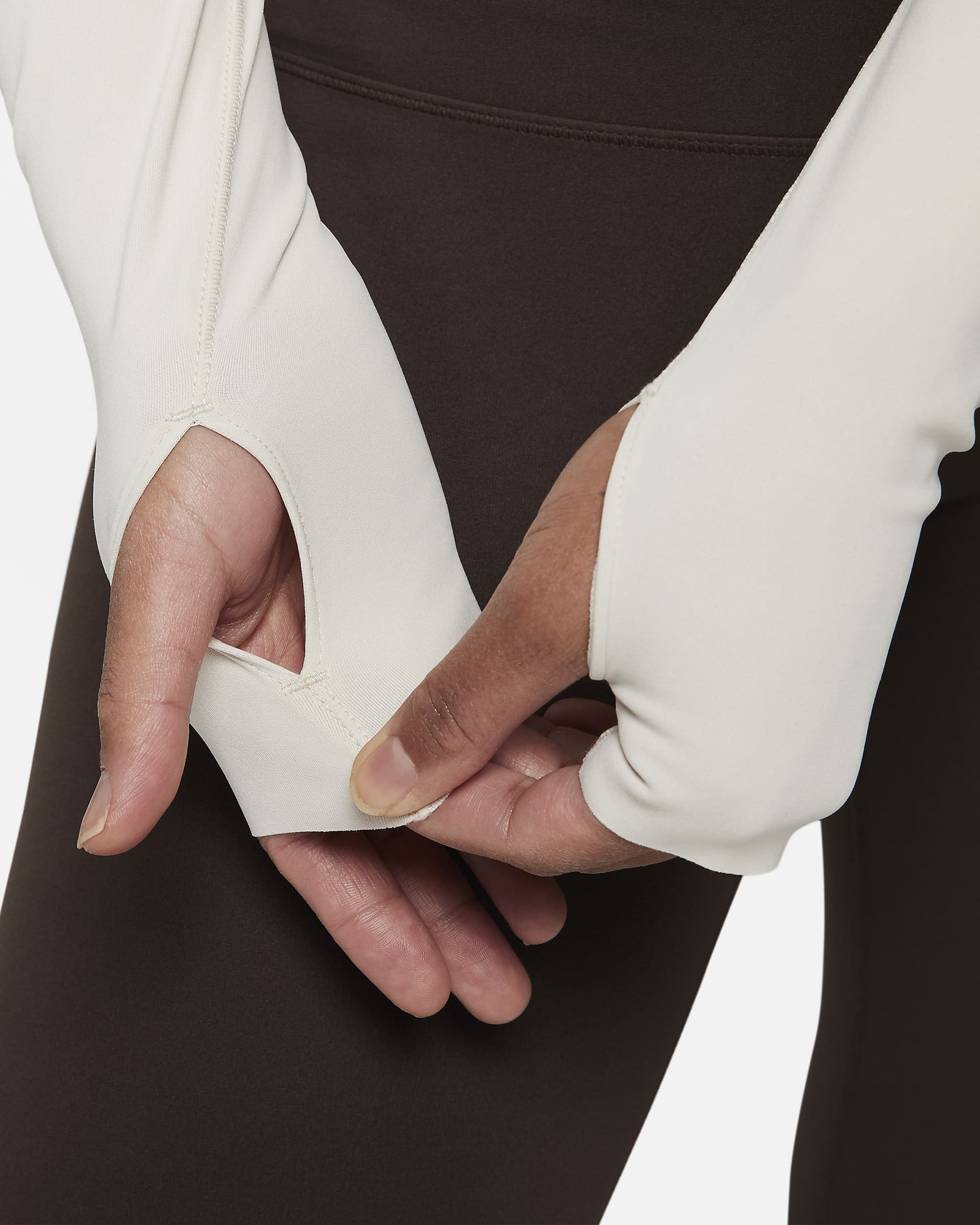 Nike Zenvy Women's Dri-FIT Long-Sleeve Top - Light Orewood Brown/White