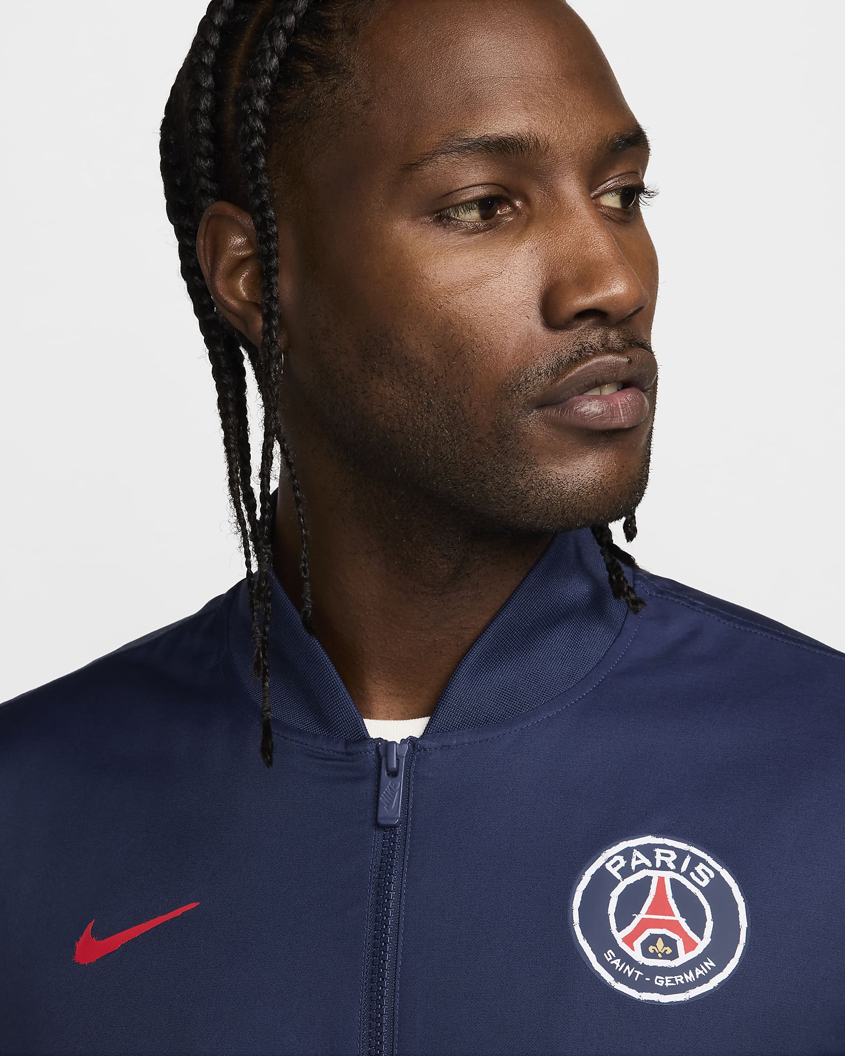 Paris Saint-Germain Sport Essentials Nike ongevoerd geweven voetbalbomberjack voor heren - Midnight Navy/University Red