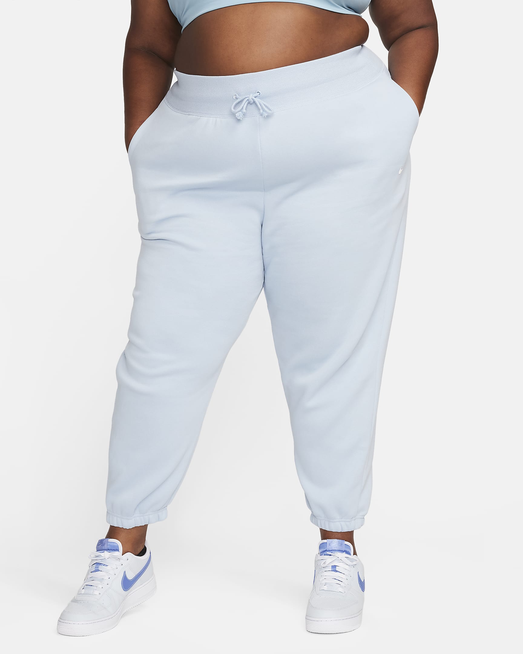 Nike Sportswear Phoenix Fleece Women's High-Waisted Oversized Tracksuit Bottoms (Plus Size) - Light Armoury Blue/Sail