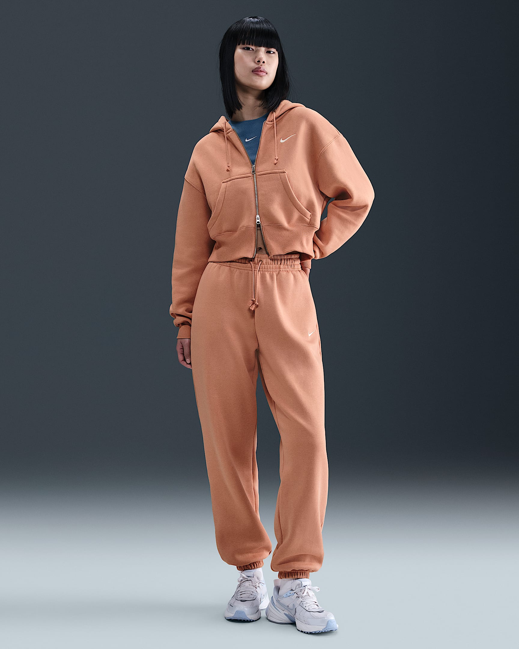 Nike Sportswear Phoenix Fleece Women's High-Waisted Oversized Tracksuit Bottoms - Rose Gold/Sail