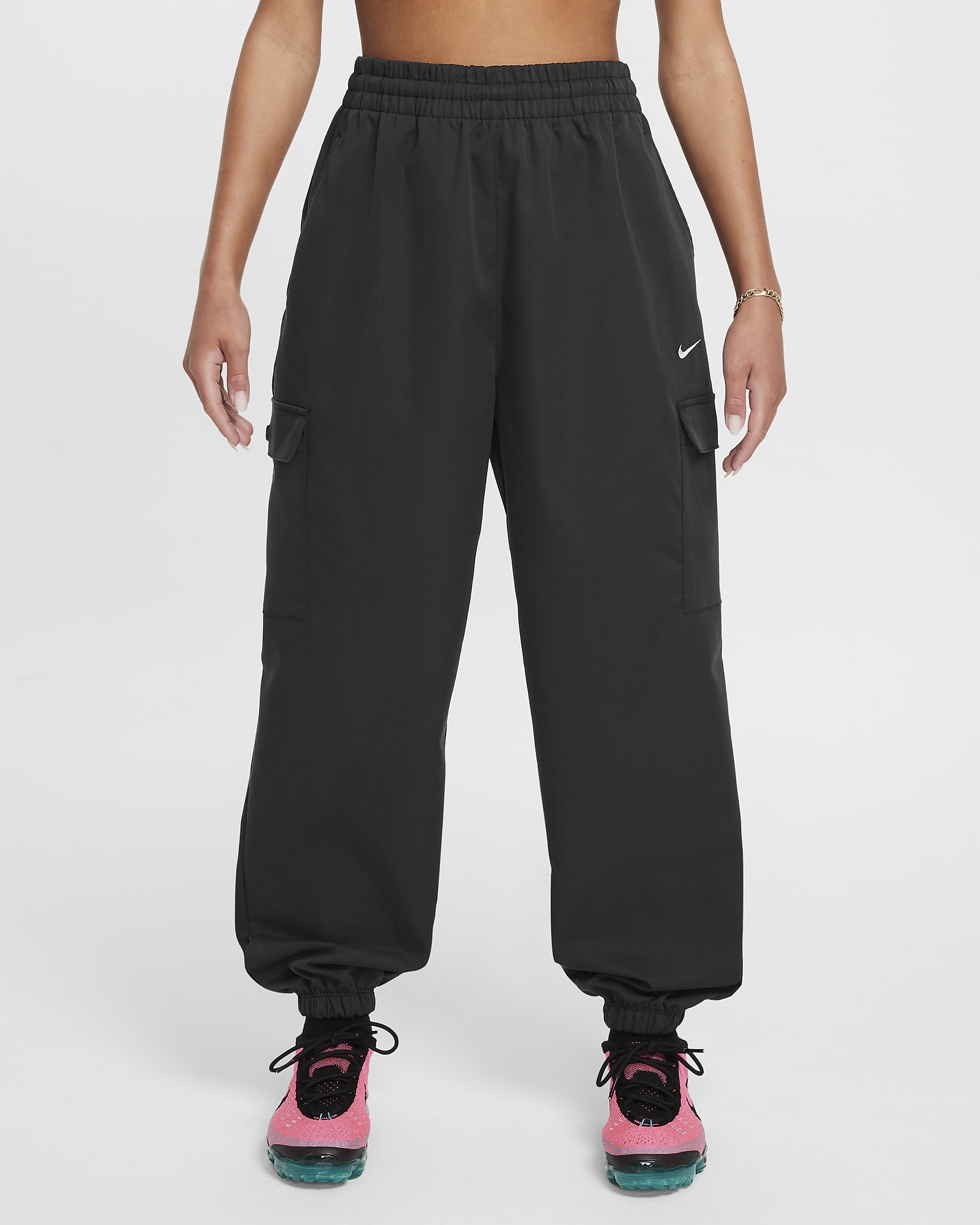 Nike Sportswear Girls' Cargo Trousers - Black/White