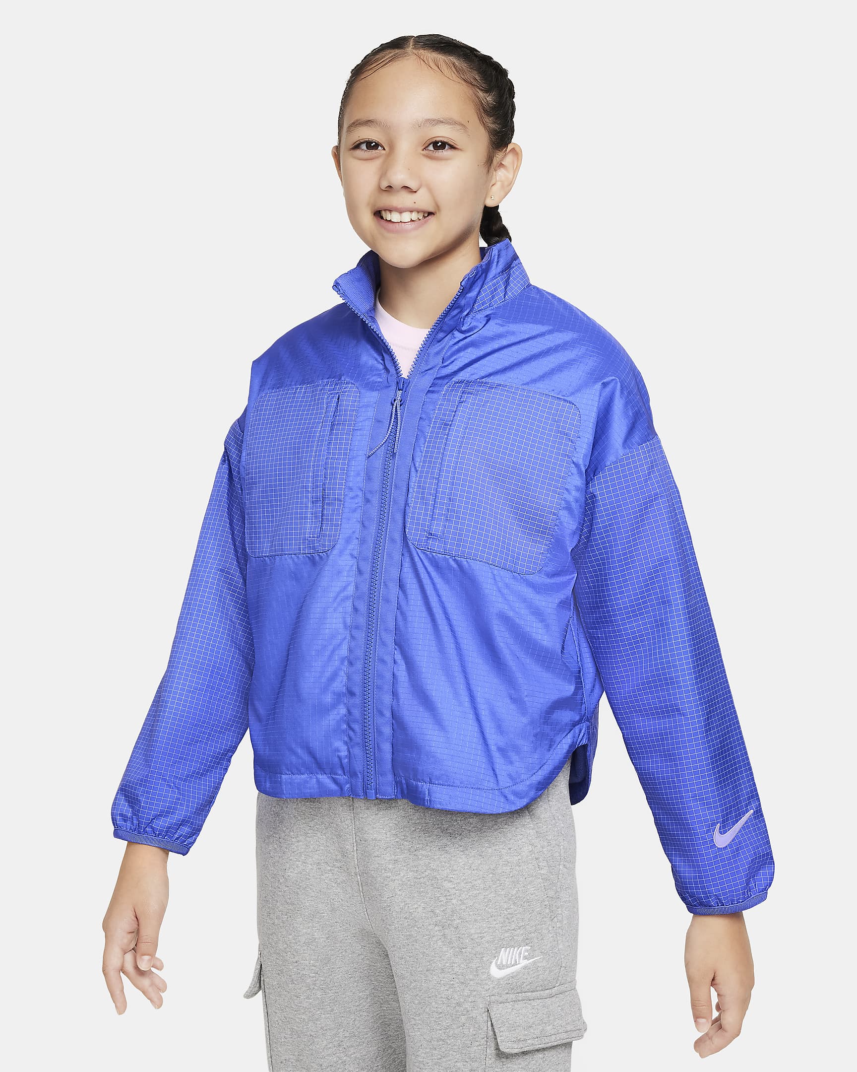 Nike Sportswear Therma-FIT Repel Big Kids' (Girls') Shirt-Jacket - Blue Joy/Blue Joy/Sea Glass