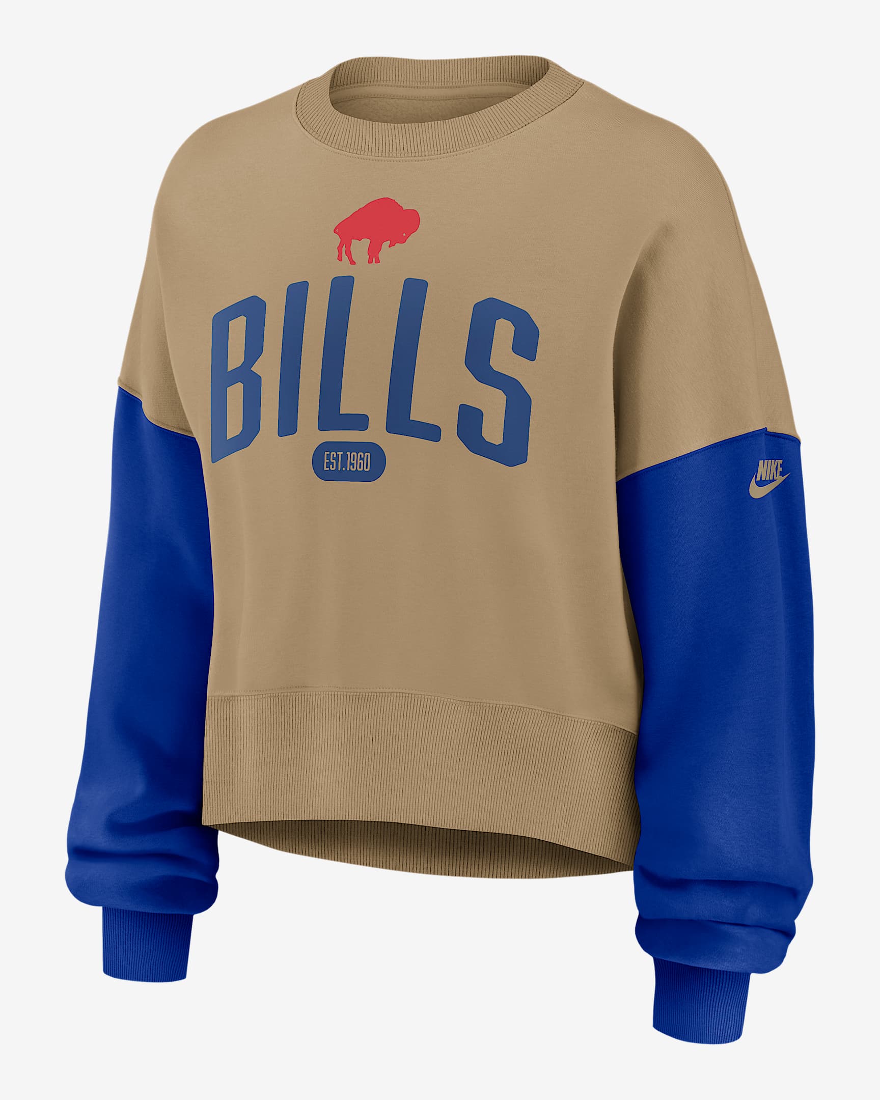 Buffalo Bills Rewind Women's Nike NFL Pullover Crew - Tan/Beige