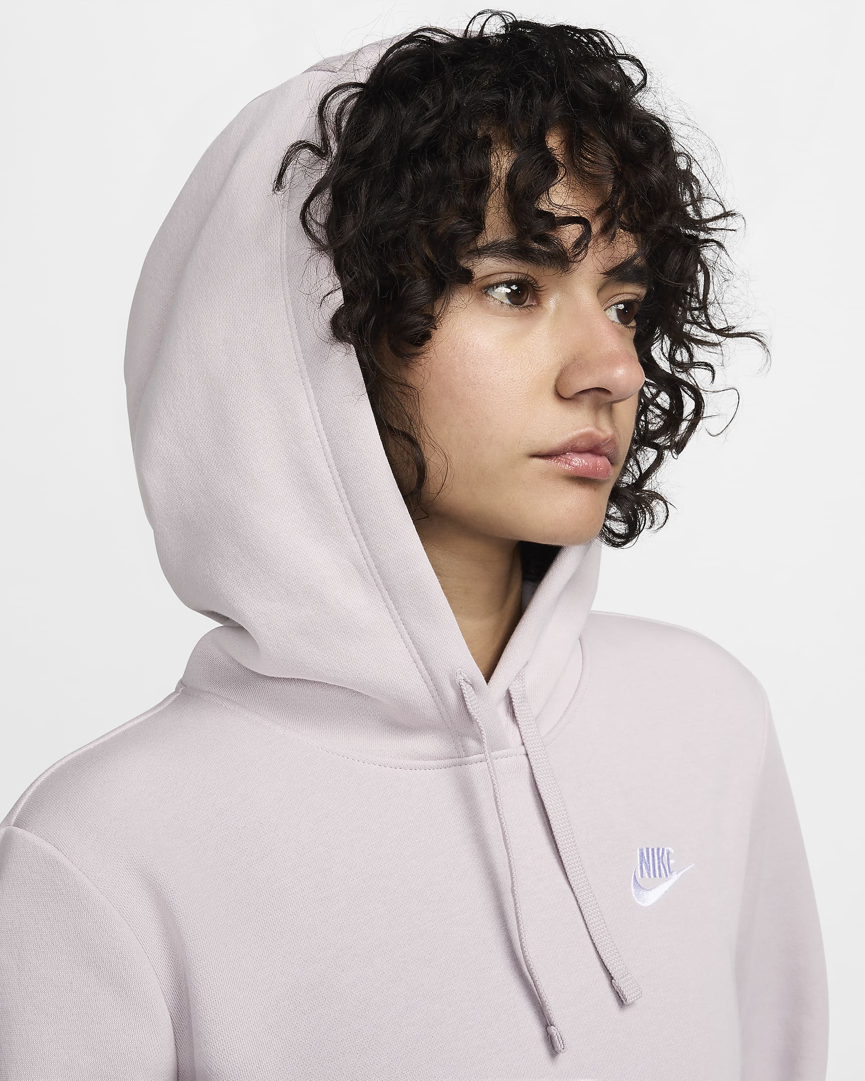 Sudadera con gorro sin cierre para mujer Nike Sportswear Club Fleece - Violeta platino/Blanco