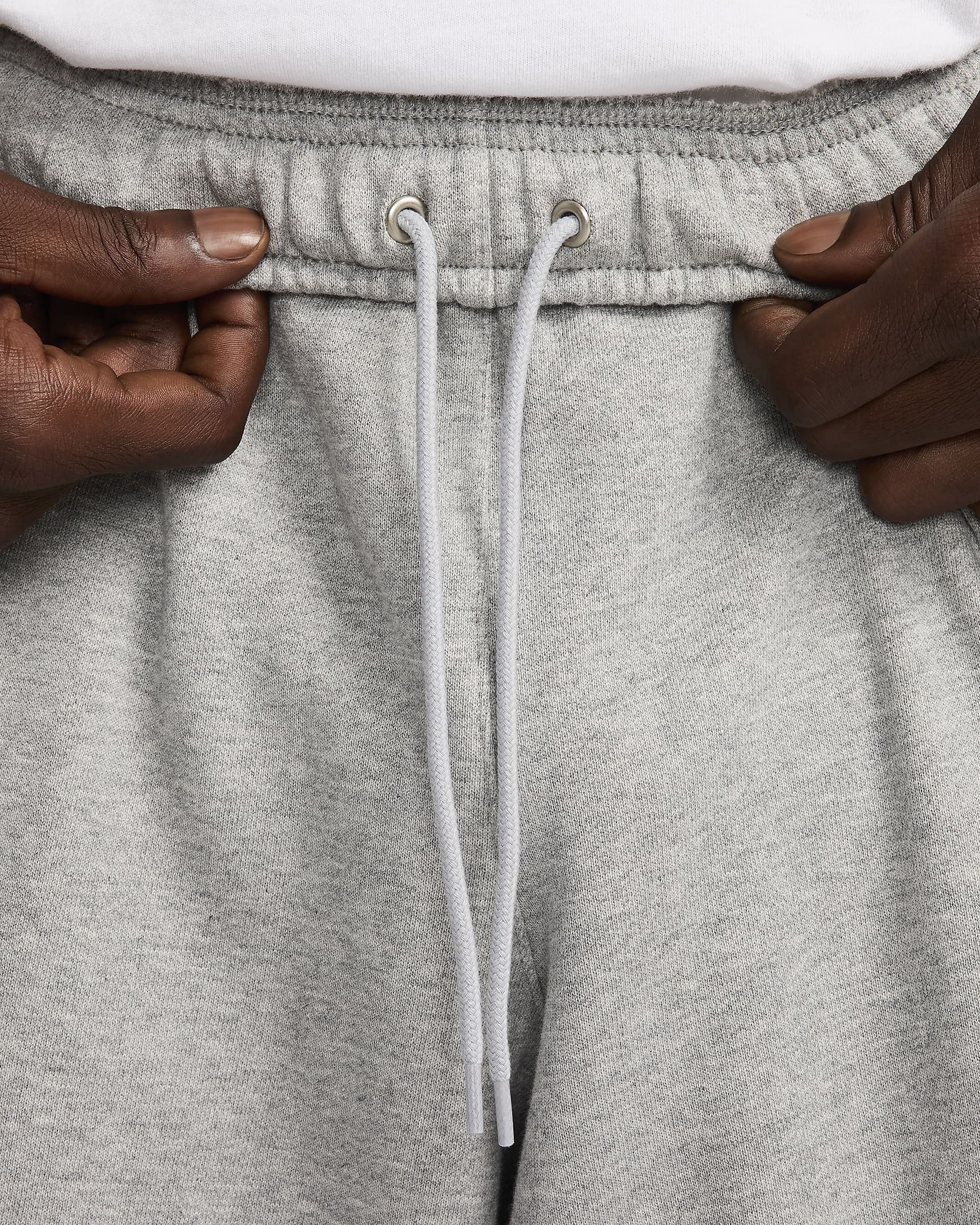 Nike Club Fleece Men's Oversized French Terry Trousers - Dark Grey Heather/Light Smoke Grey/White