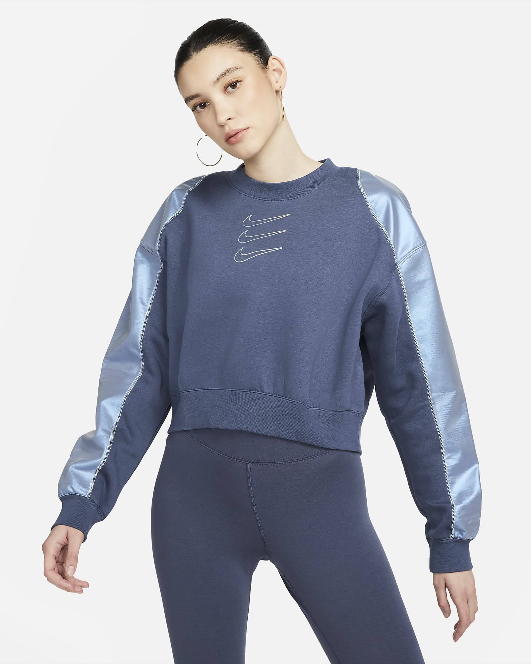 Sudadera de cuello redondo de tejido Fleece con gráfico Nike Sportswear - Trueno azul