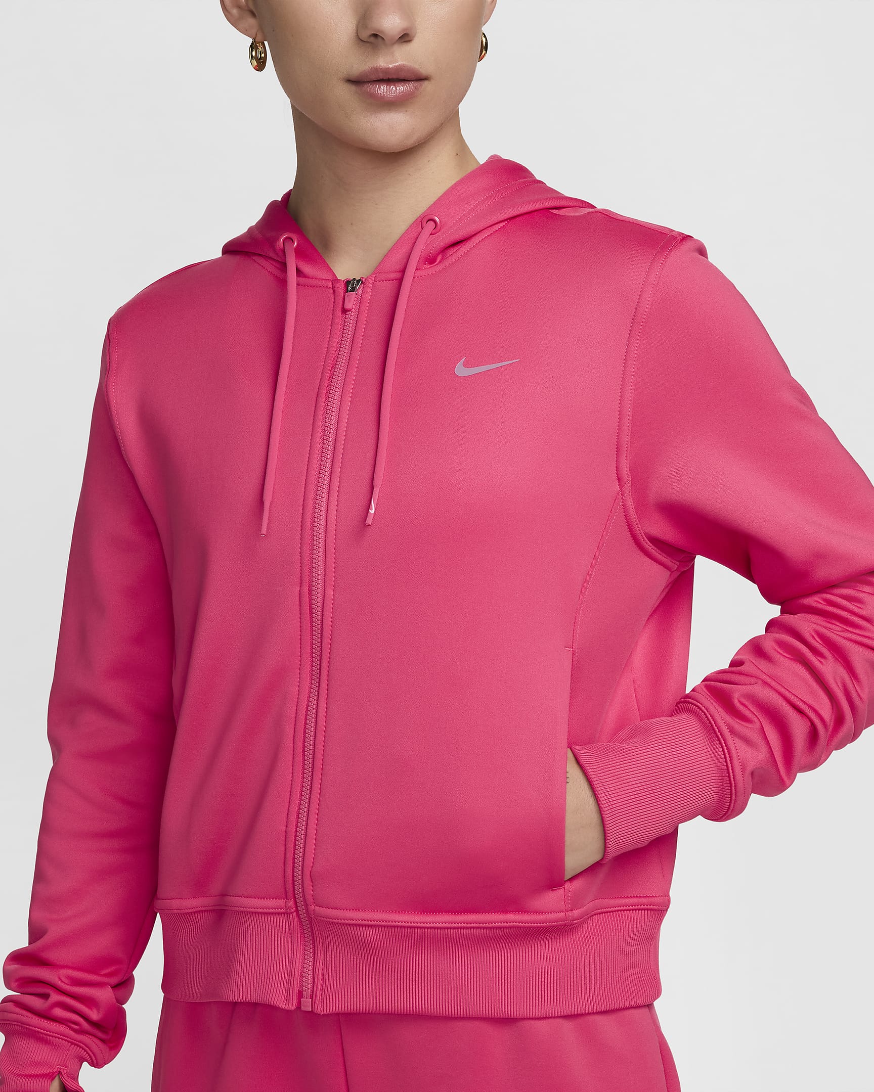 Sudadera con gorro de cierre completo para mujer Nike Therma-FIT One - Rosa margarita/Negro