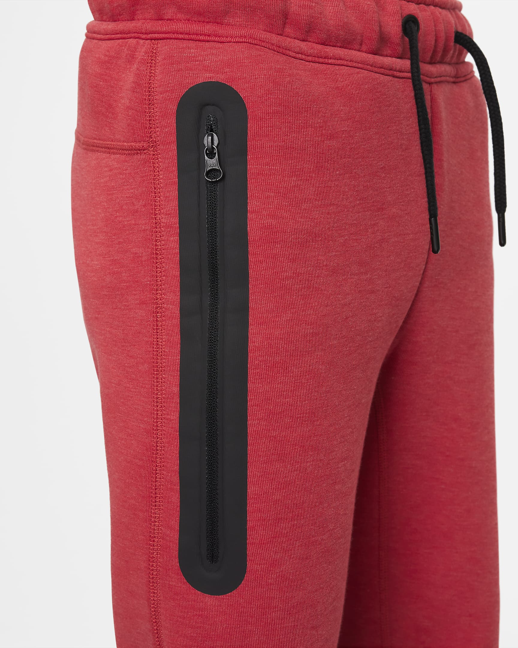 Nike Sportswear Tech Fleece Older Kids' (Boys') Trousers - Light University Red Heather/Black/Black