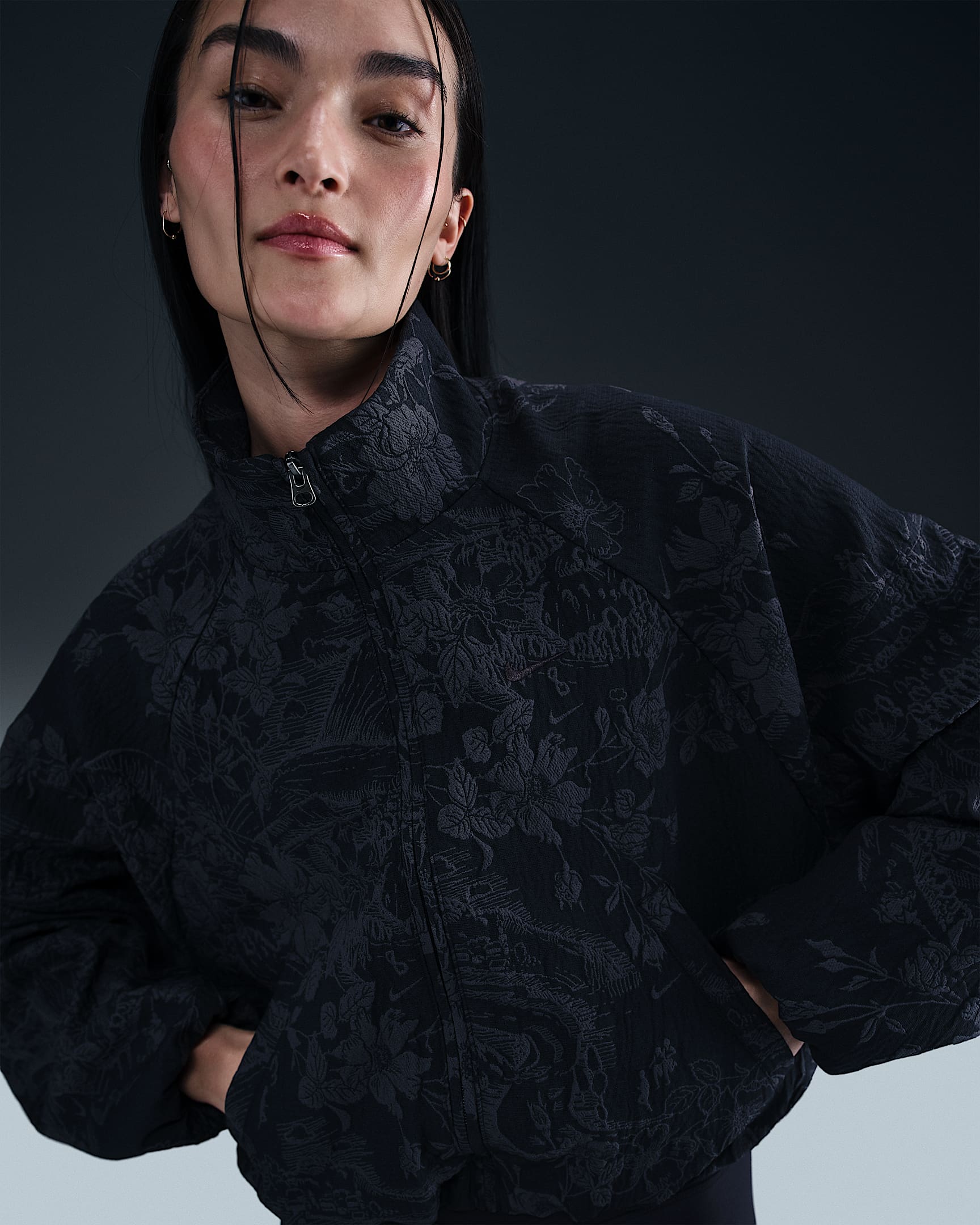Nike Sportswear Collection Women's Oversized Jacquard Track Jacket - Black/Anthracite/Black