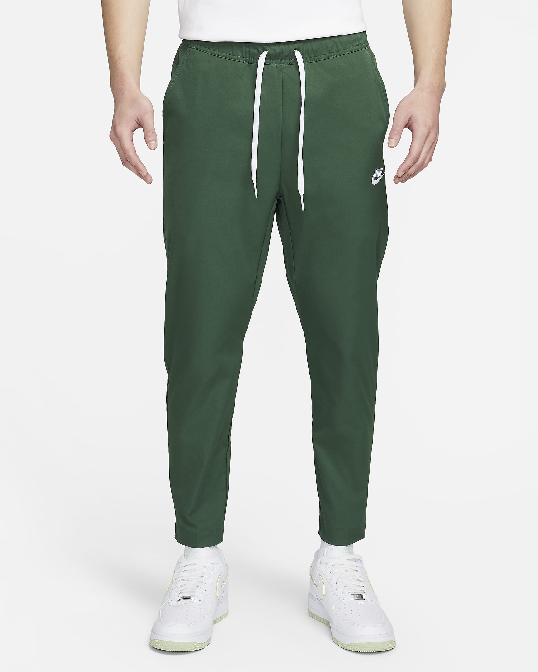 Nike Club Men's Woven Tapered-Leg Trousers - Fir/White