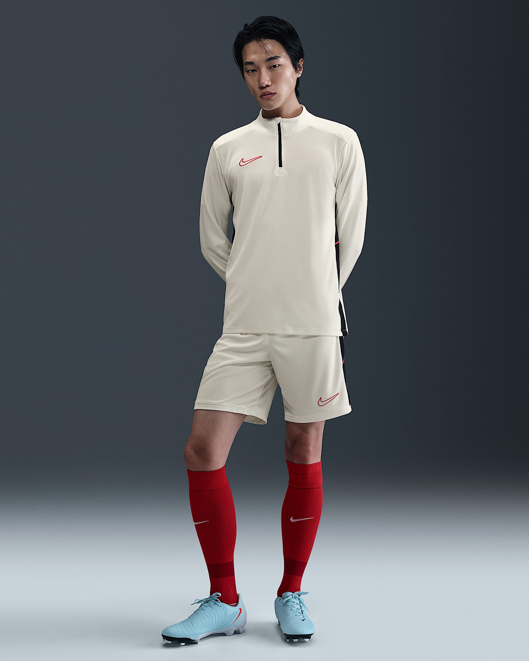 Męskie spodenki piłkarskie Dri-FIT Nike Academy - Sail/Czerń/University Red