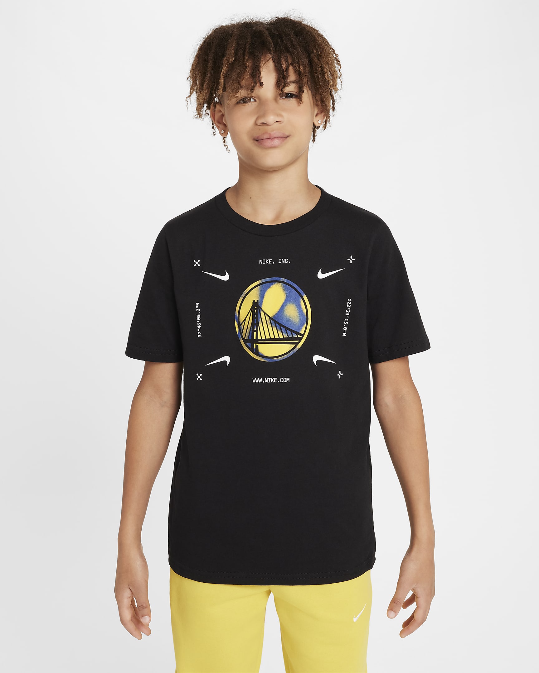 Golden State Warriors Nike NBA-Logo-T-Shirt für ältere Kinder (Jungen) - Schwarz