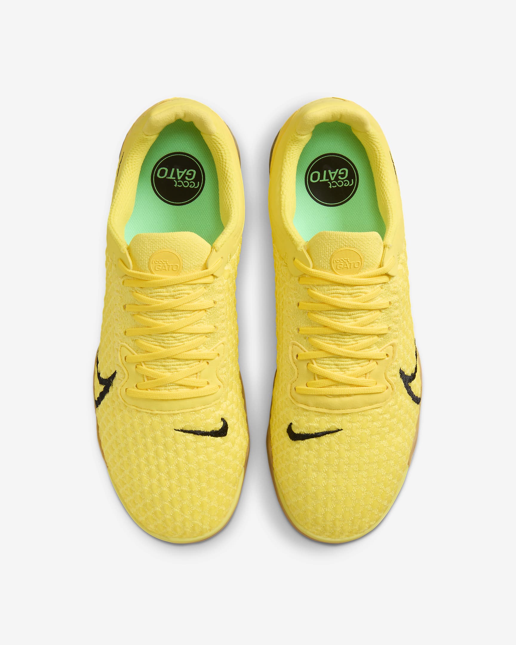 Tacos de fútbol low para cancha cubierta Nike React Gato - Amarillo opti/Marrón claro goma/Negro