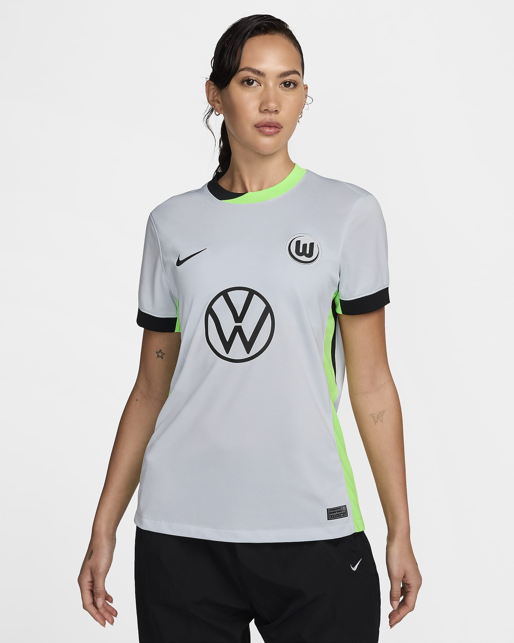 VfL Wolfsburg 2024/25 Stadium Third Nike Replika-Fußballtrikot mit Dri-FIT-Technologie (Damen) - Pure Platinum/Sub Lime/Schwarz/Schwarz