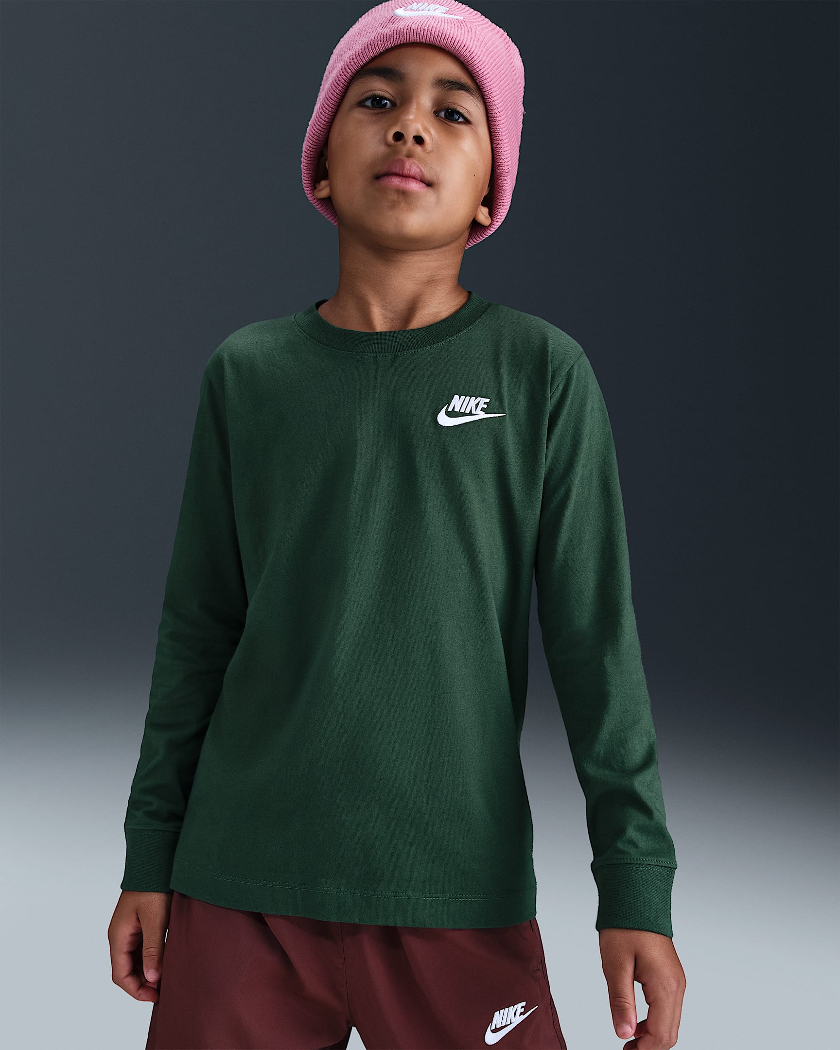 Langærmet Nike Sportswear-T-shirt til større børn - Fir