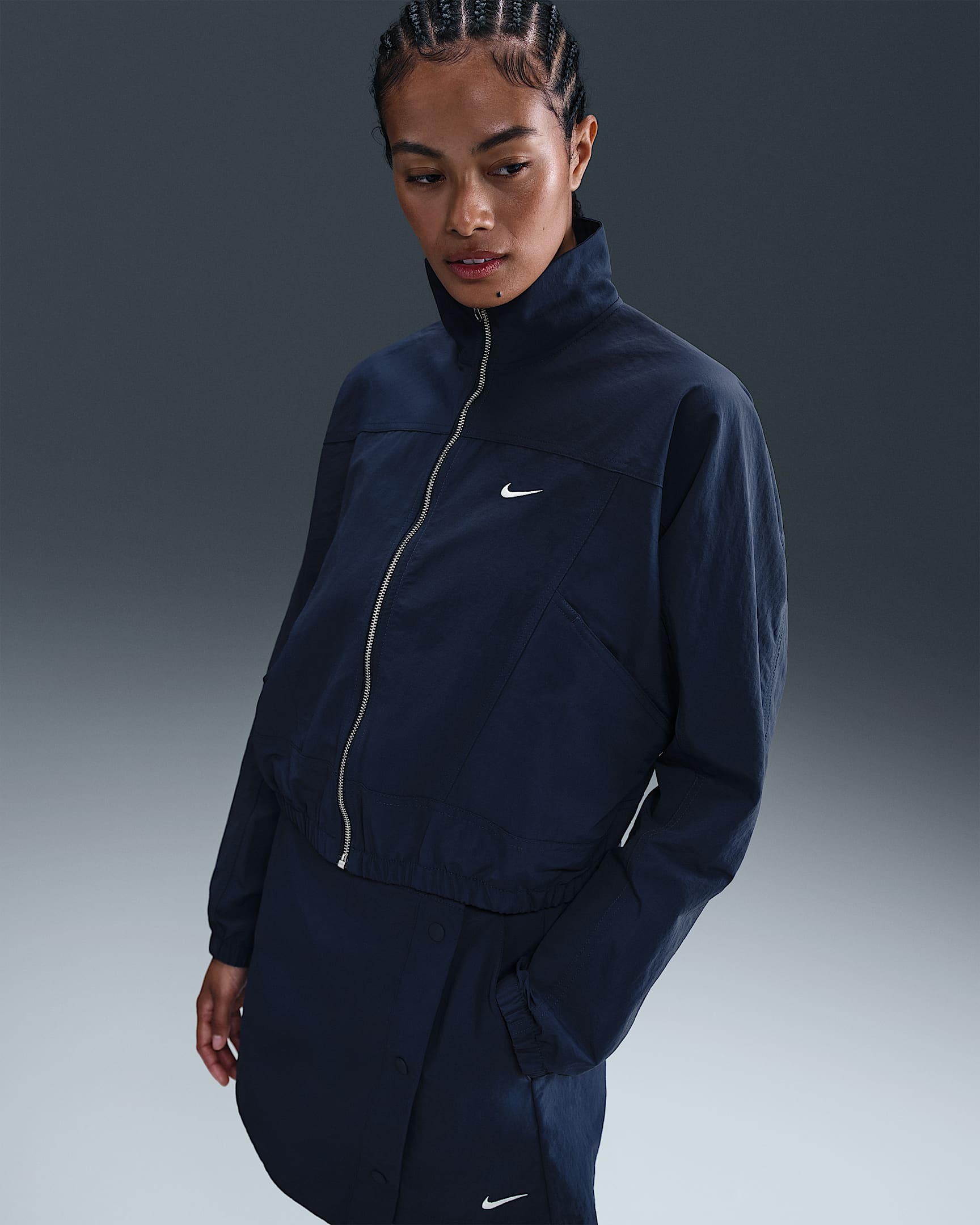Nike Sportswear Everything Wovens Women's Oversized Repel UV Protection Jacket - Midnight Navy/Sail