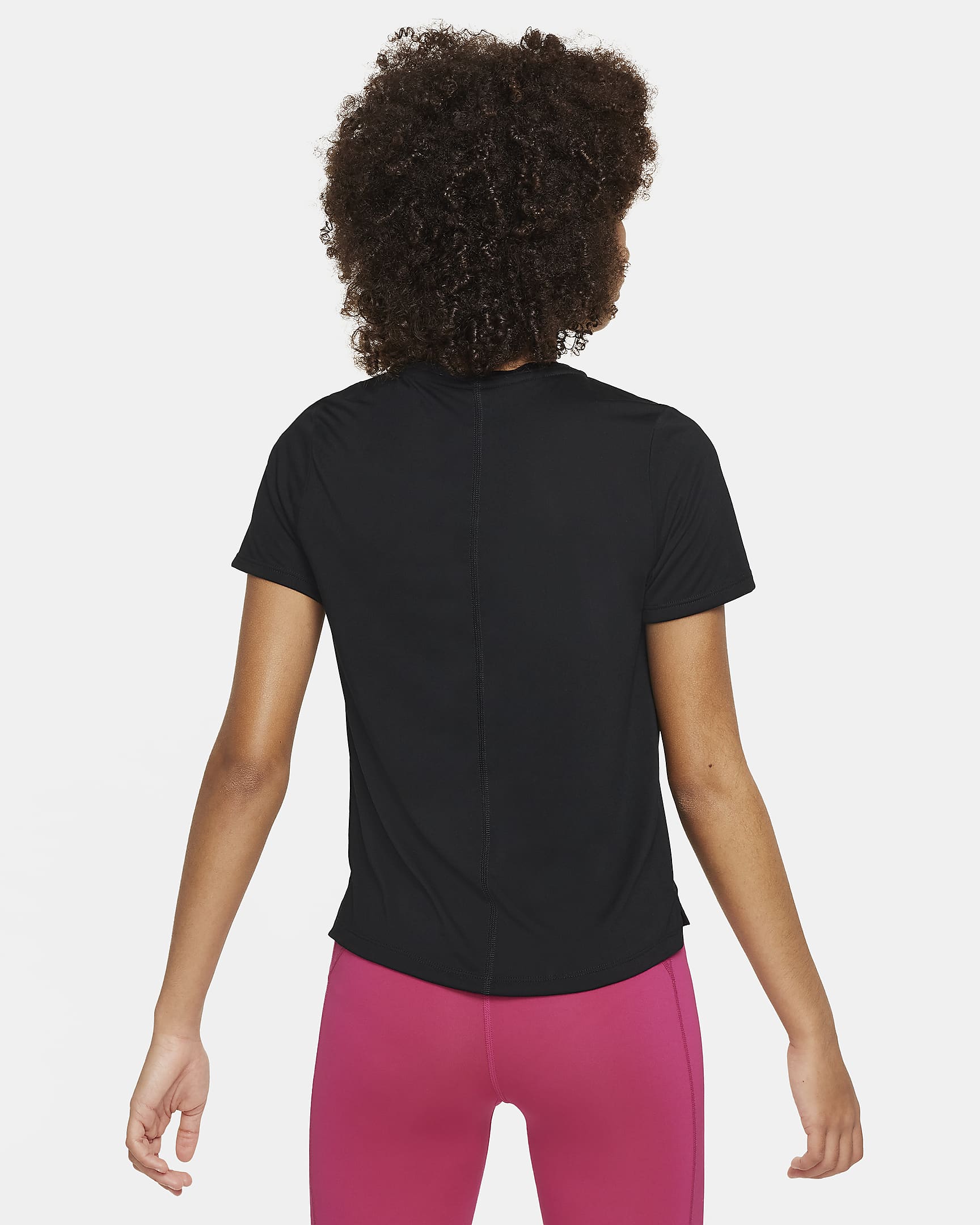 Haut de training à manches courtes Dri-FIT Nike One pour ado (fille) - Noir/Blanc