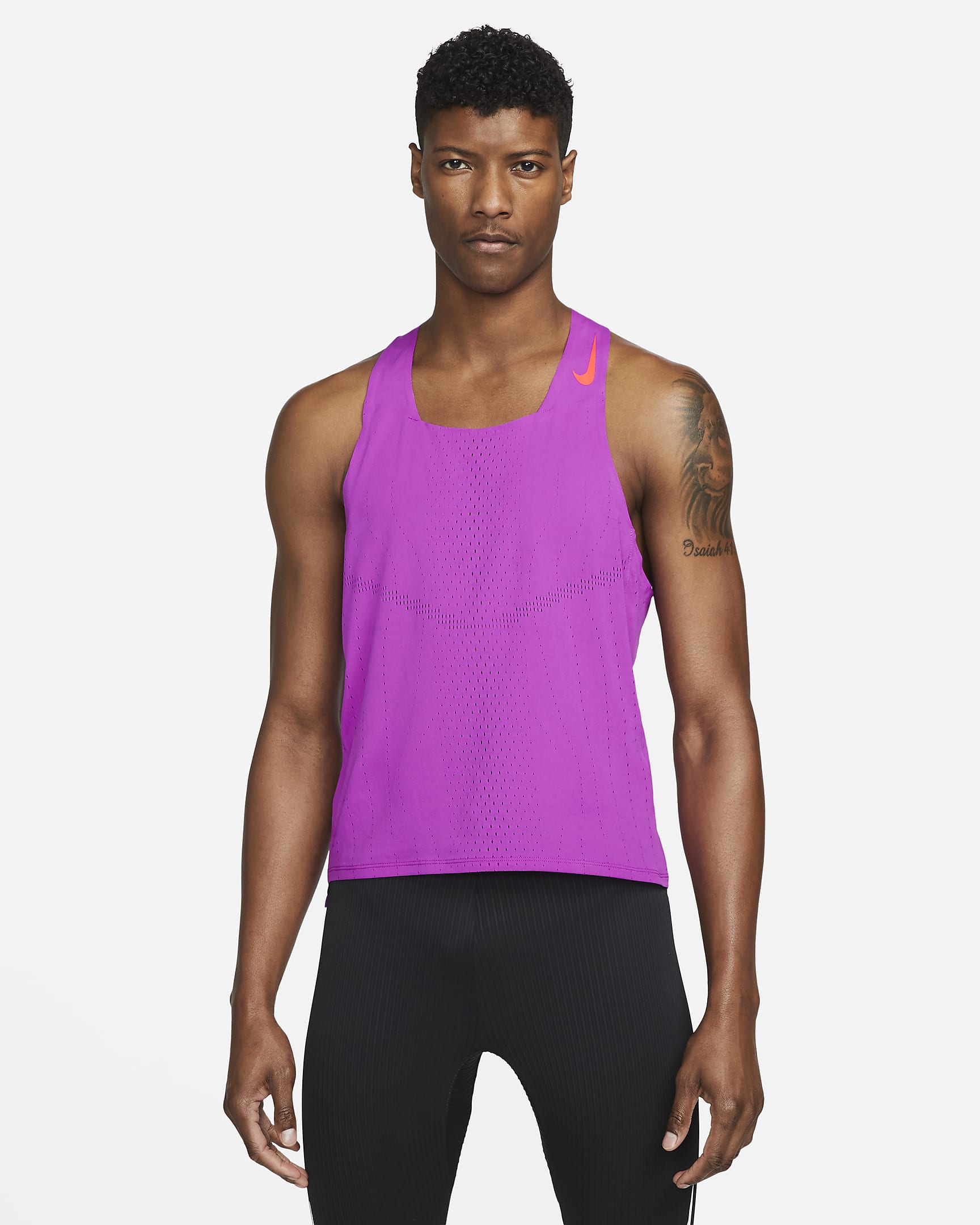 Camiseta sin mangas para carrera para hombre Nike Dri-FIT ADV AeroSwift - Morado vivo/Carmesí brillante