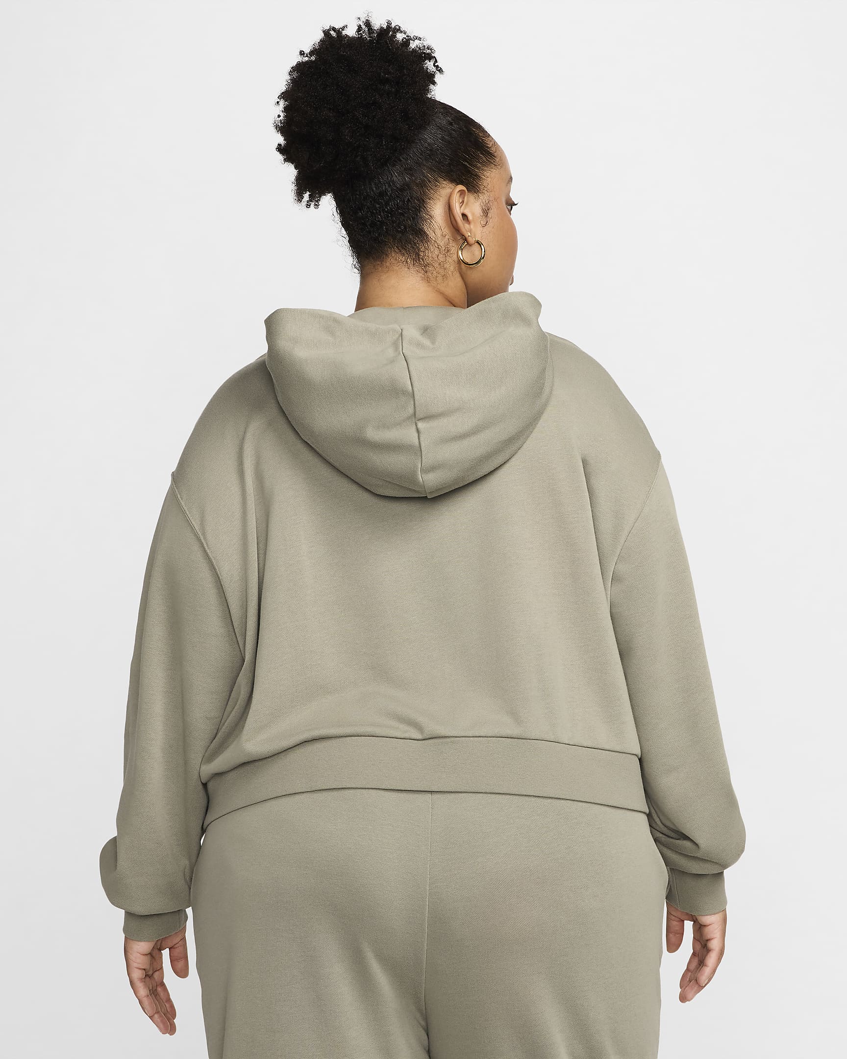 Nike Sportswear Chill Terry Hoodie aus French Terry mit durchgehendem Reißverschluss und weiter Passform für Damen (große Größen) - Light Army/Sail