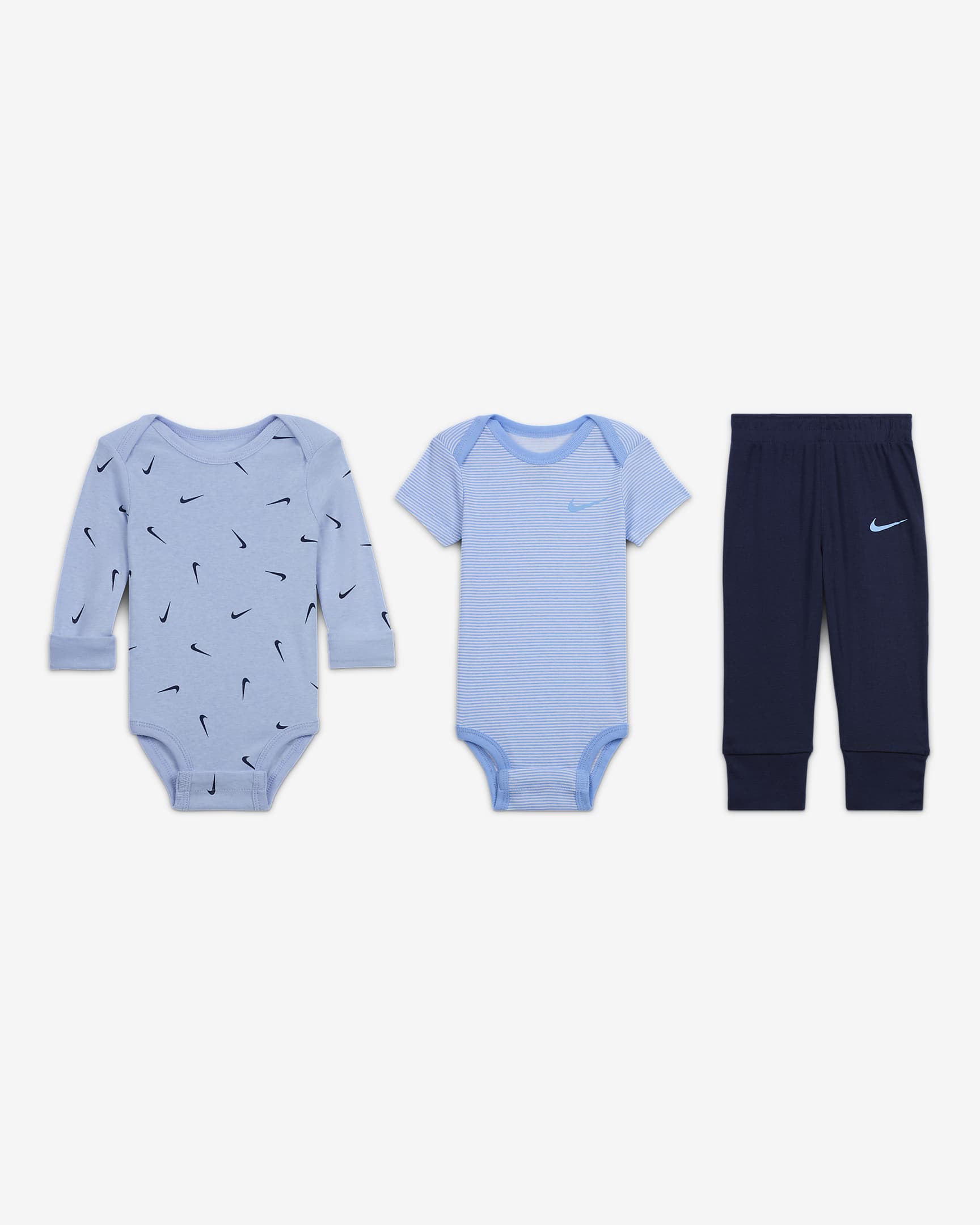 Nike Baby Essentials Baby (0-9M) 3-Piece Bodysuit Set - Multi-Color/Cobalt Bliss