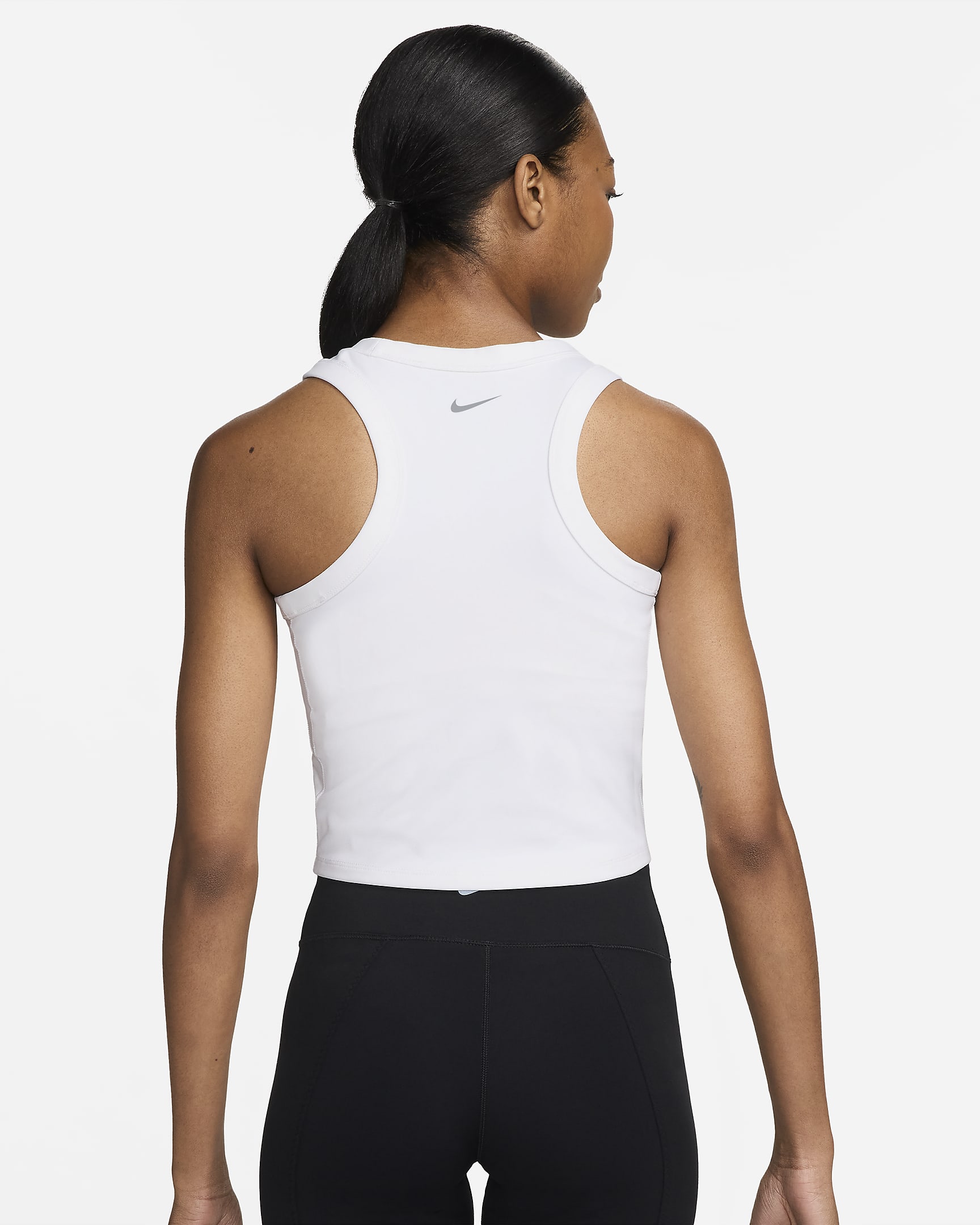 Camiseta de tirantes Dri-FIT cropped para mujer Nike One Fitted - Blanco/Negro