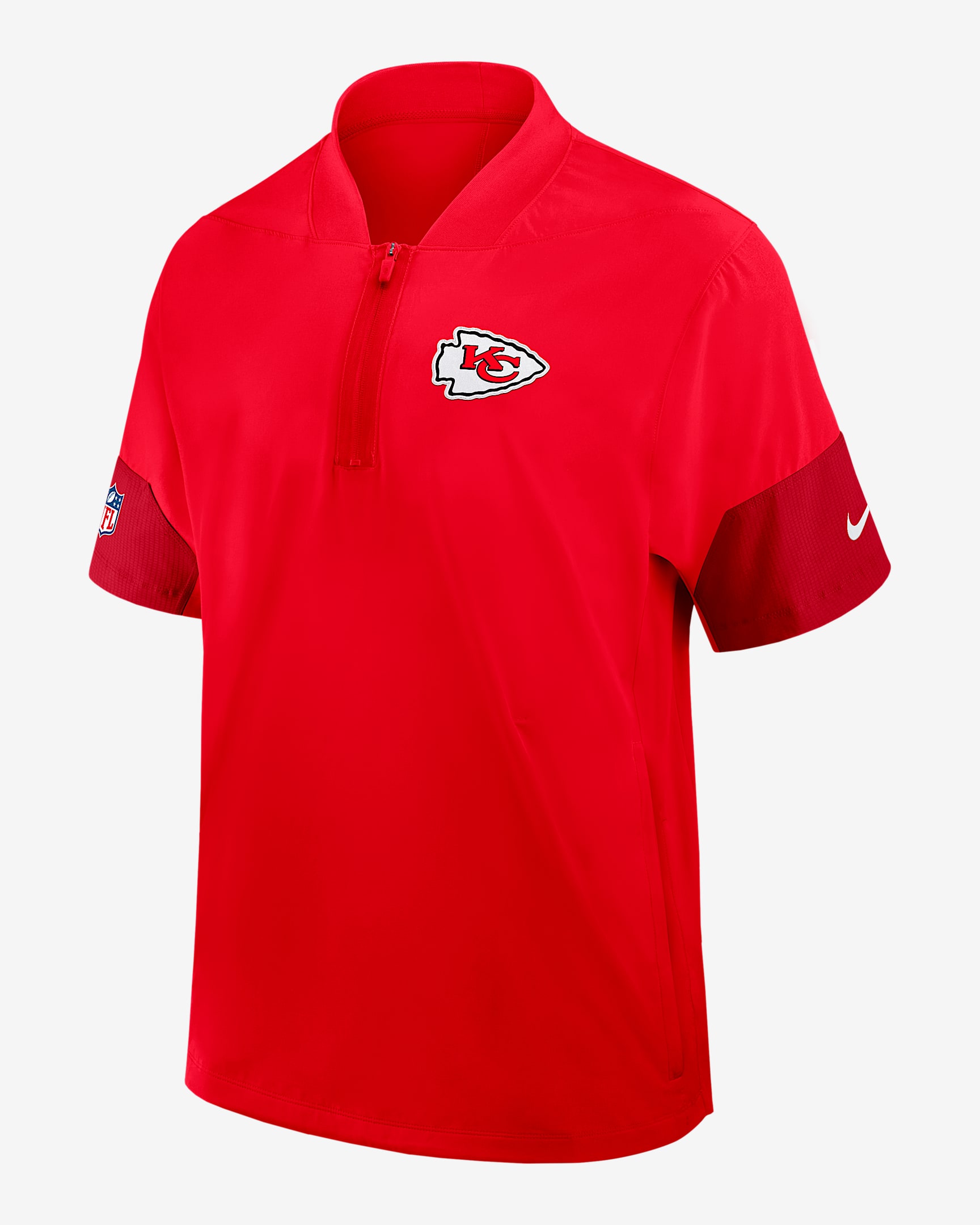 Kansas City Chiefs Sideline Coach Men's Nike NFL 1/2-Zip Short-Sleeve Hooded Jacket - Red