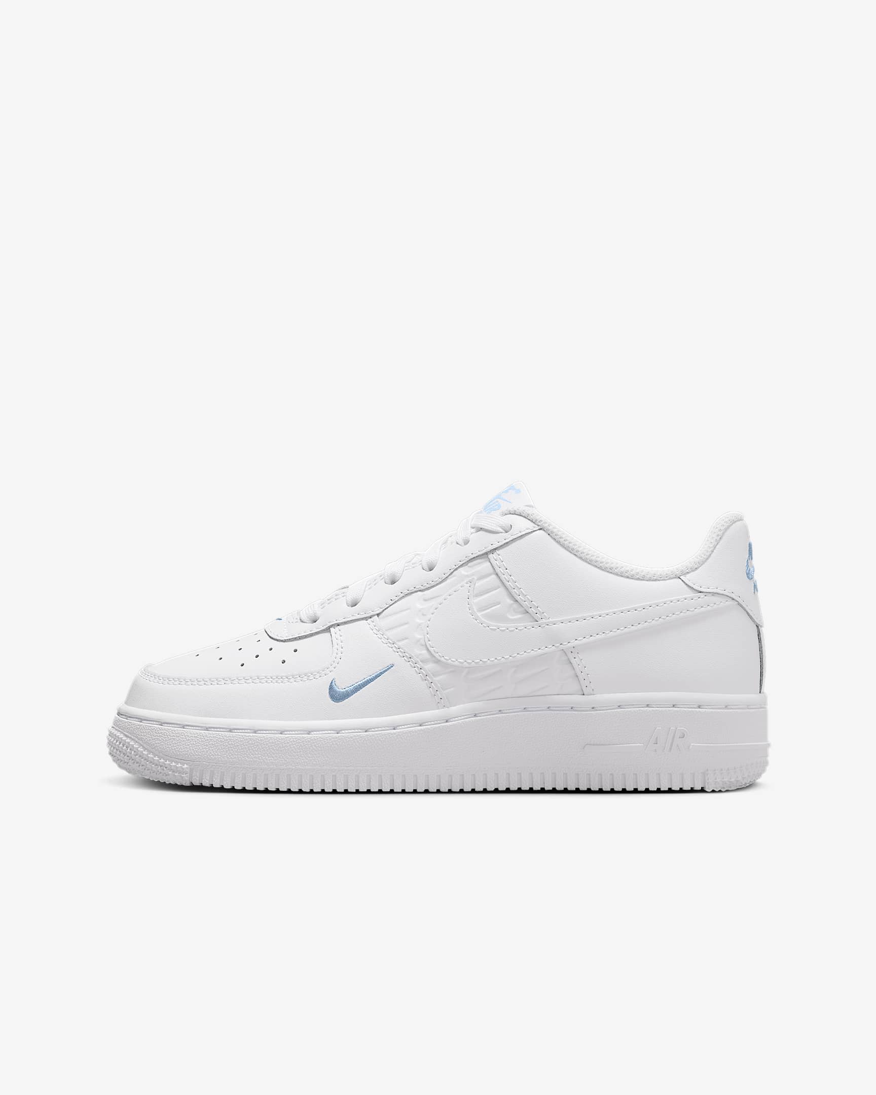 Nike Air Force 1 Older Kids' Shoes - White/Light Armoury Blue