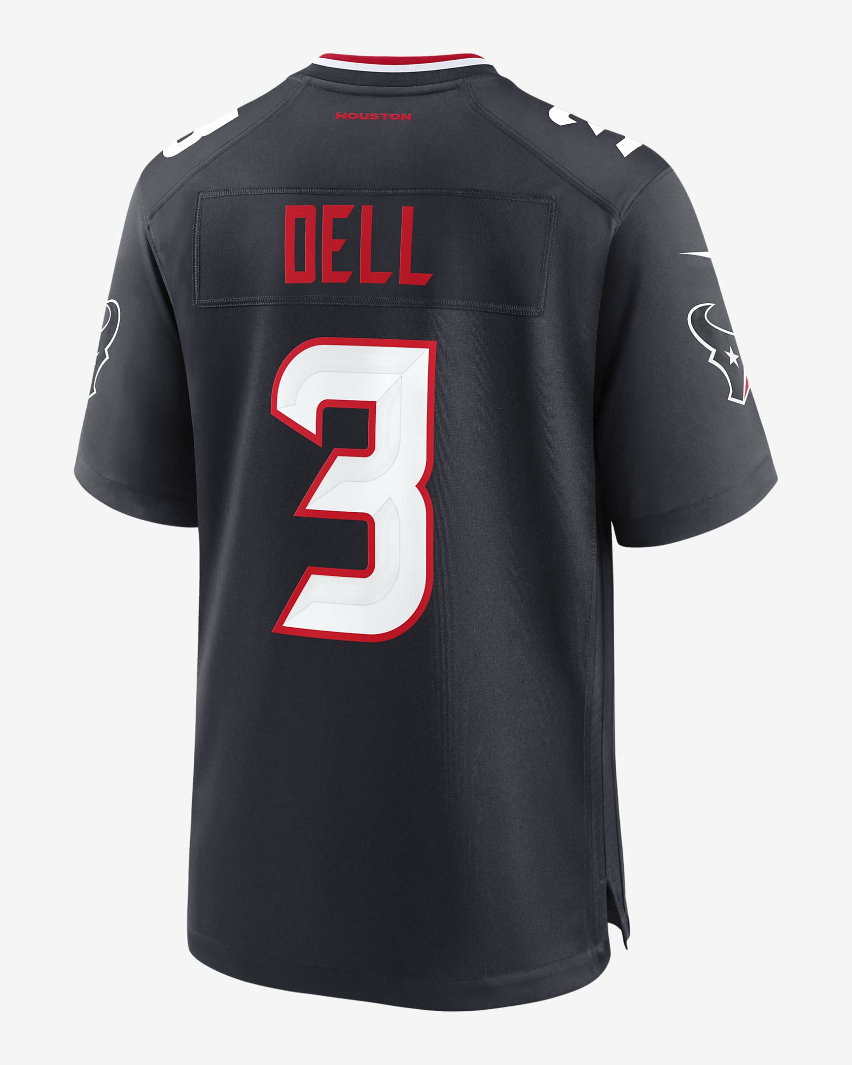 Jersey de fútbol americano Nike de la NFL Game para hombre Tank Dell Houston Texans - Azul marino