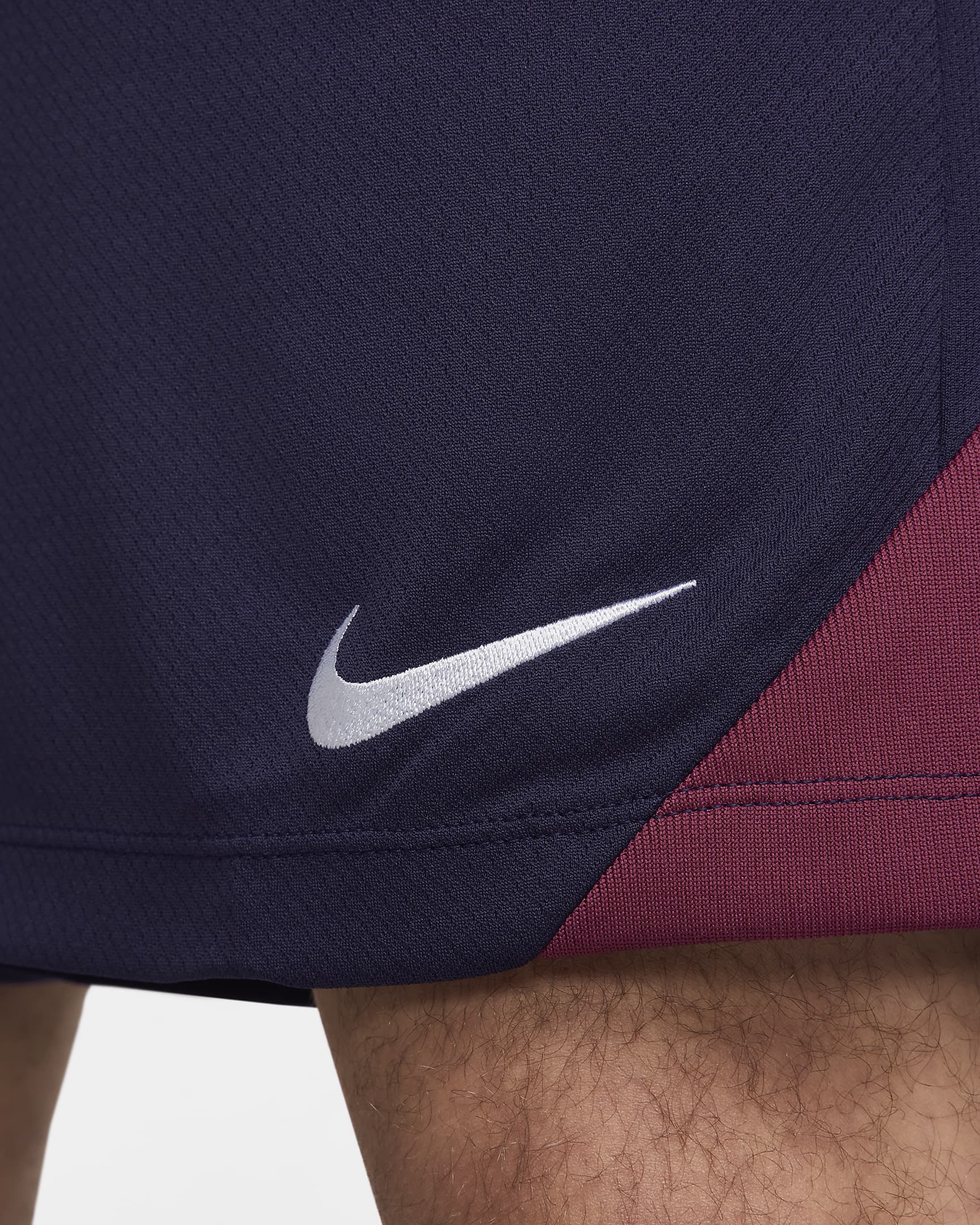 England Strike Men's Nike Dri-FIT Football Knit Shorts - Purple Ink/Rosewood/White