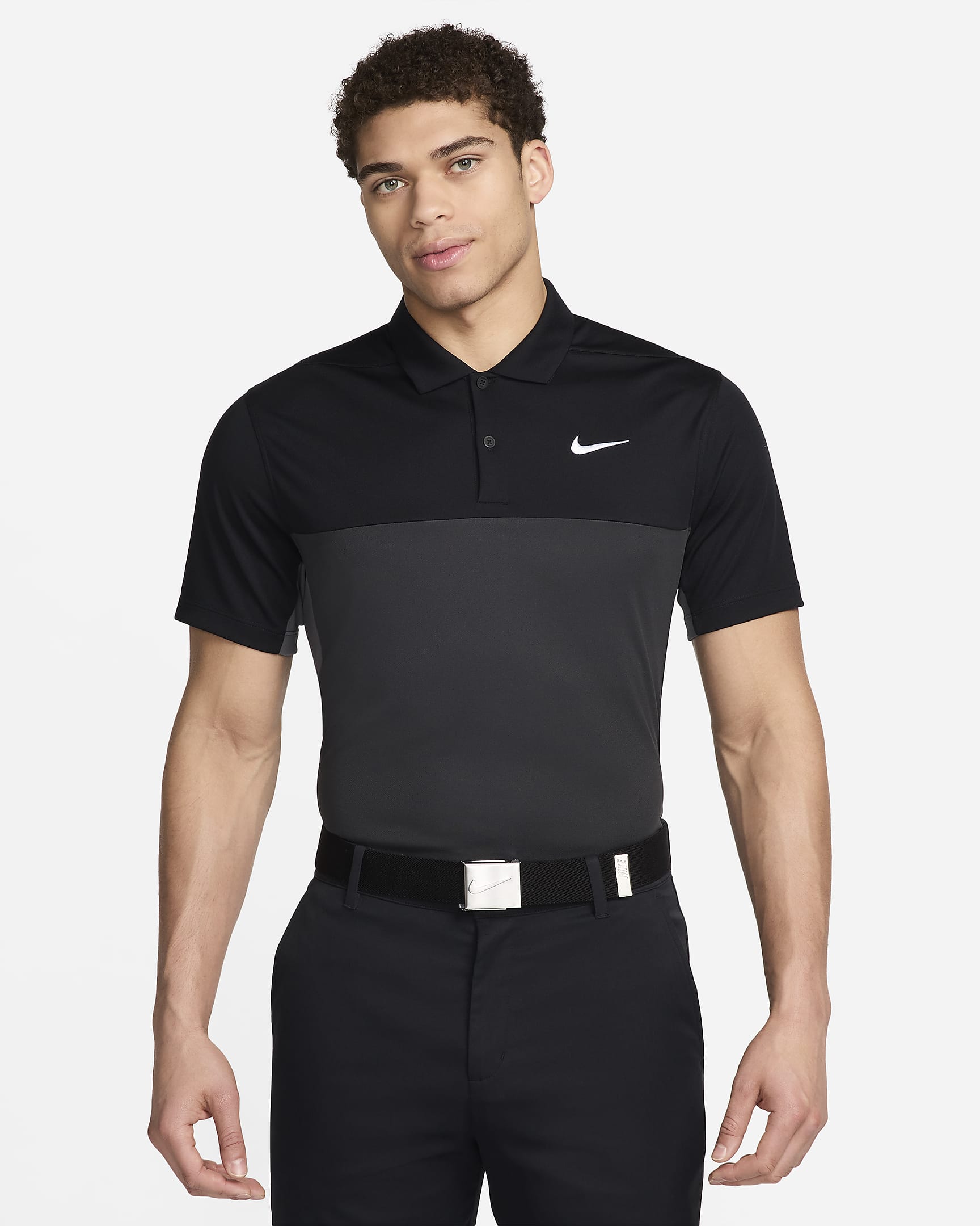 Nike Victory+ Dri-FIT golfpolo voor heren - Zwart/Iron Grey/Dark Smoke Grey/Wit