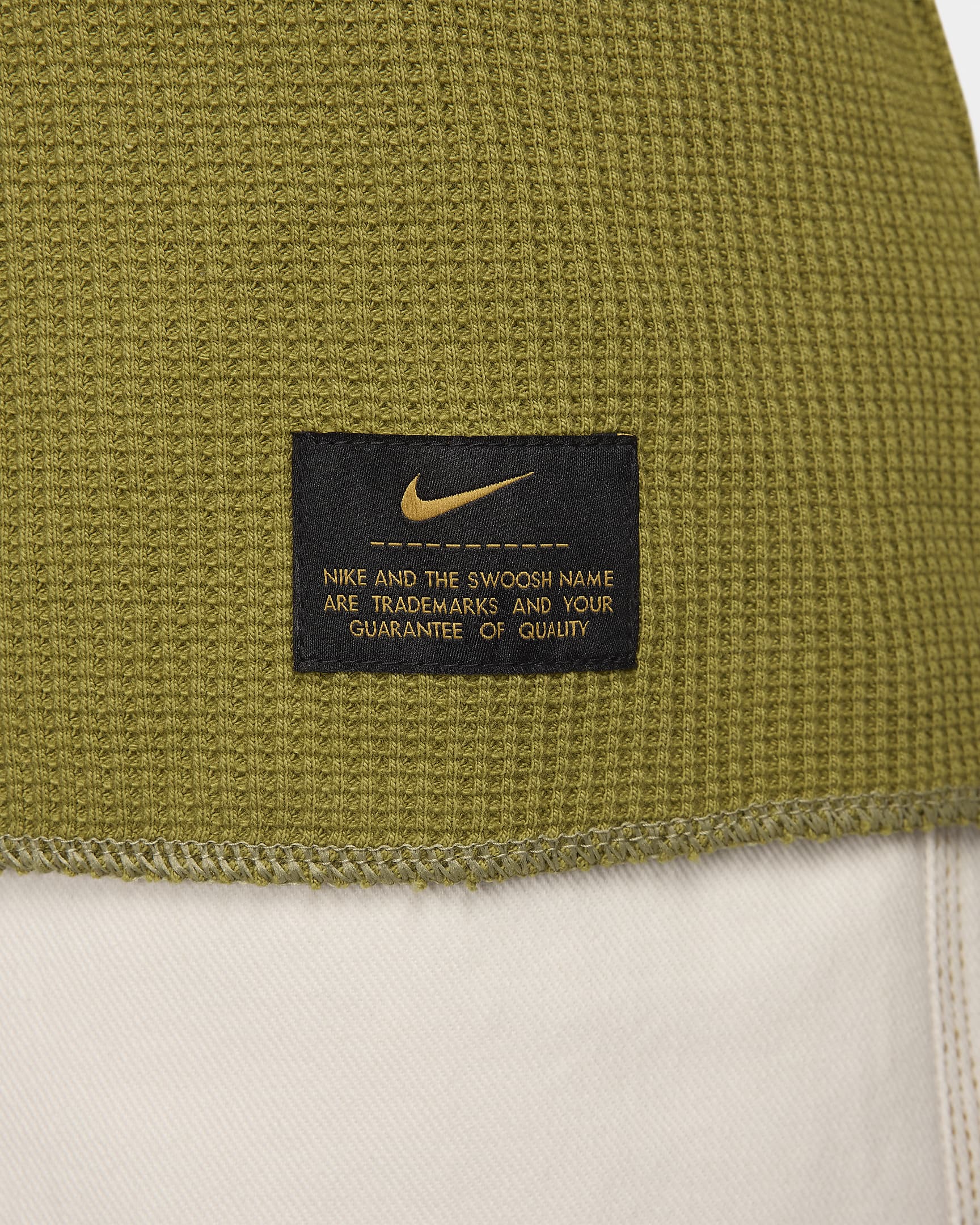 Nike Life langermet, tykk vaffelmønstret overdel til herre - Pacific Moss/Neutral Olive/Pacific Moss