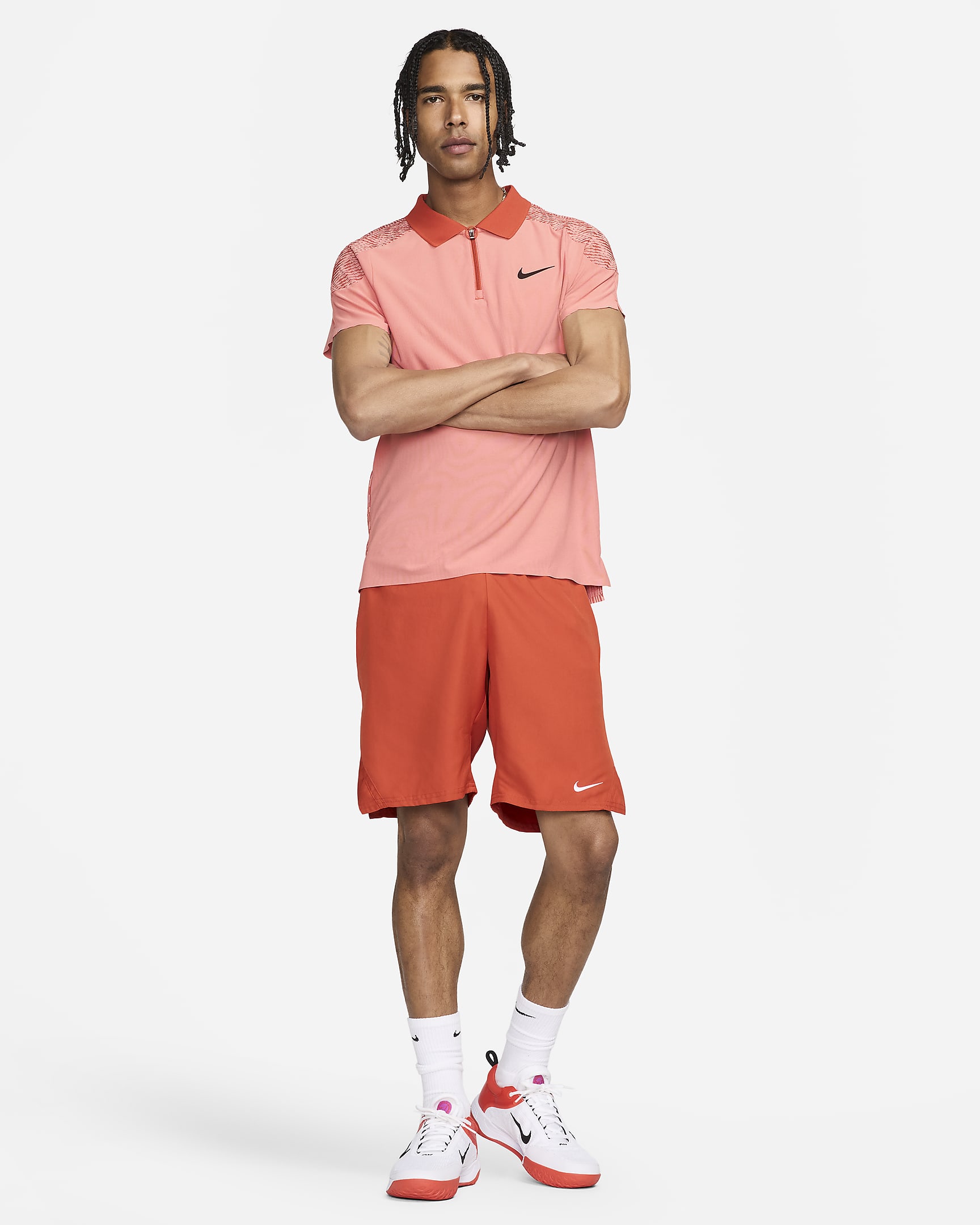 Męska koszulka polo do tenisa Dri-FIT ADV Nike Slam - Pink Quartz/Rust Factor/Czerń