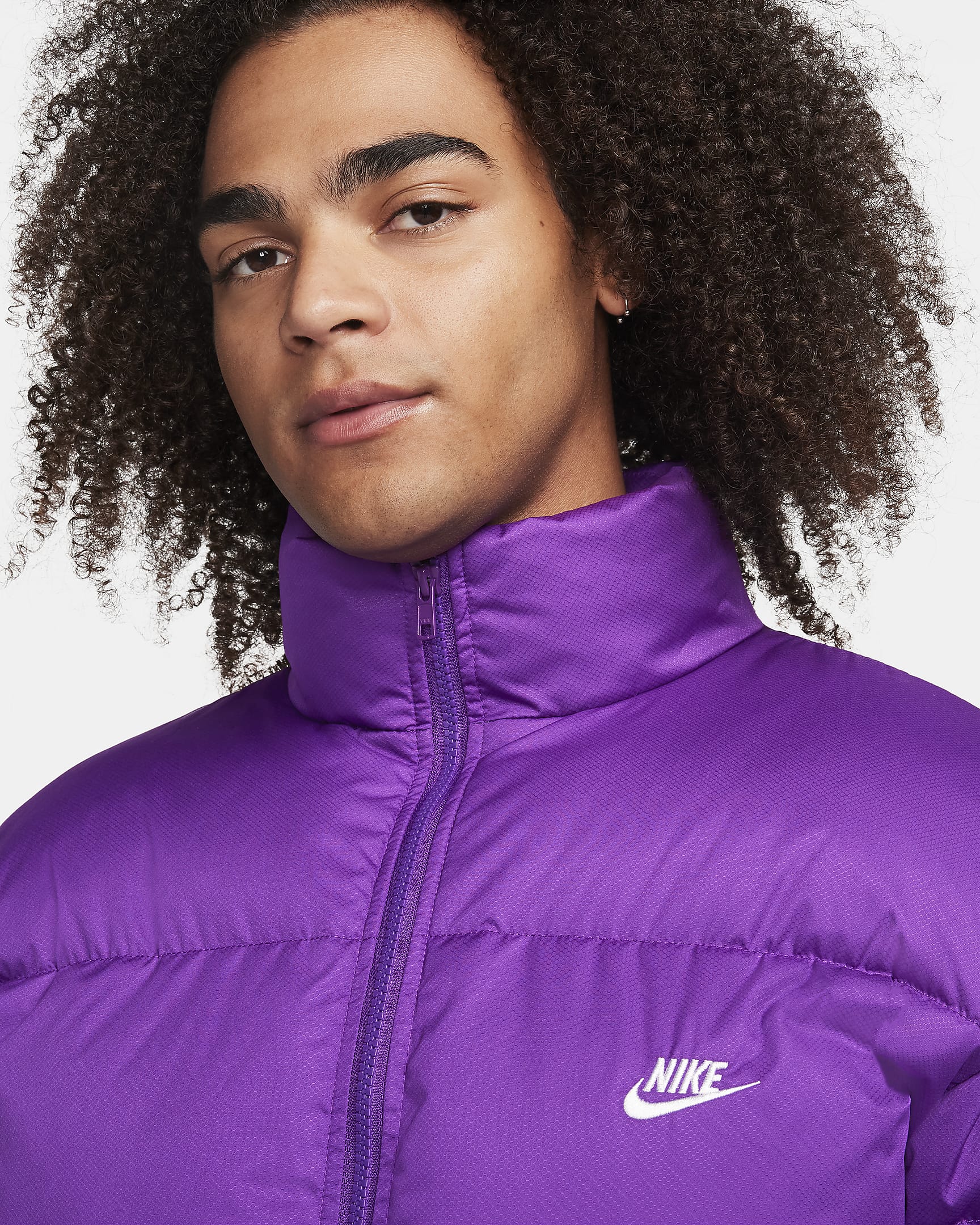 Nike Sportswear Club Şişme Erkek Ceketi - Disco Purple/Beyaz