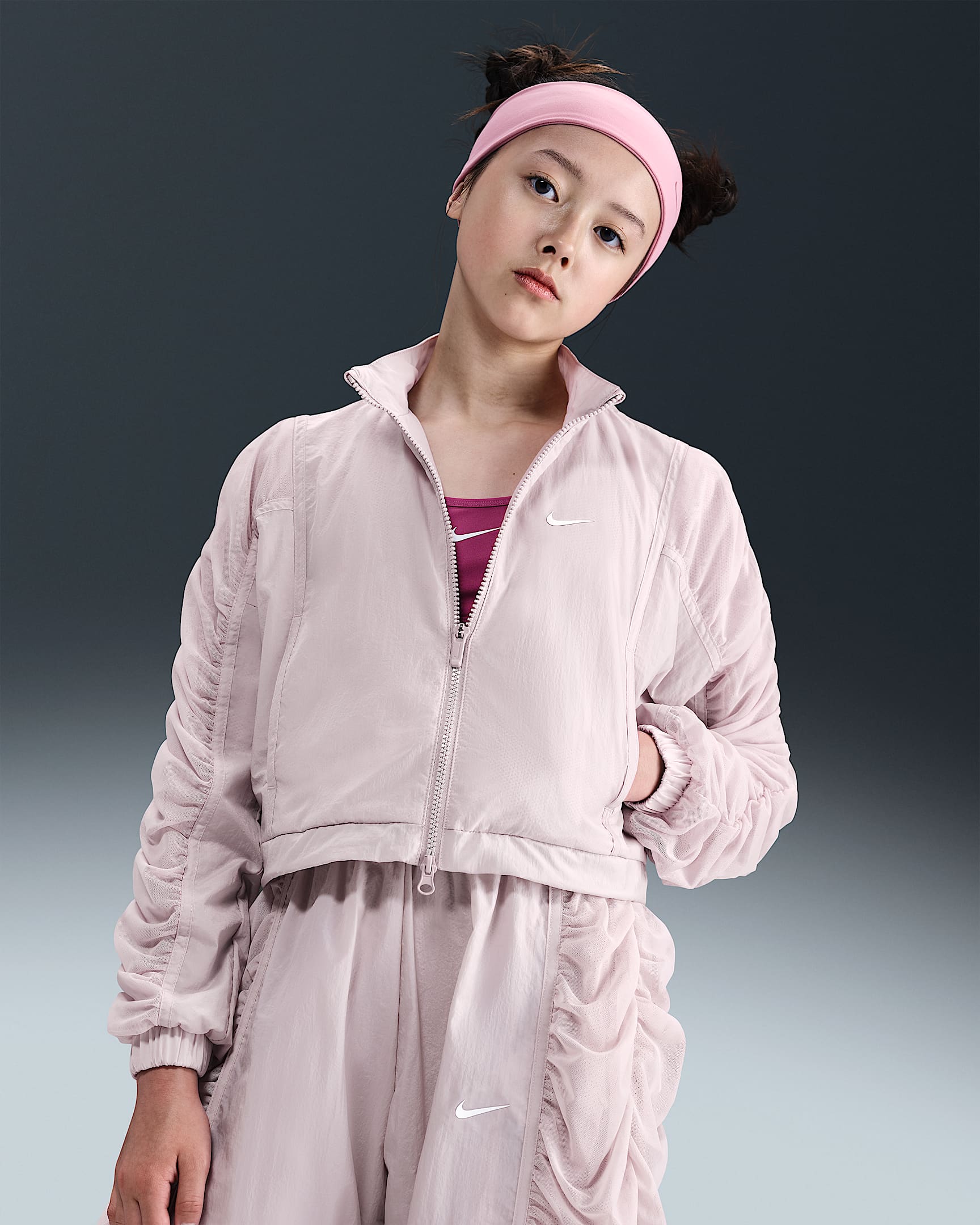 Veste tissée Nike Sportswear pour fille - Platinum Violet/Blanc