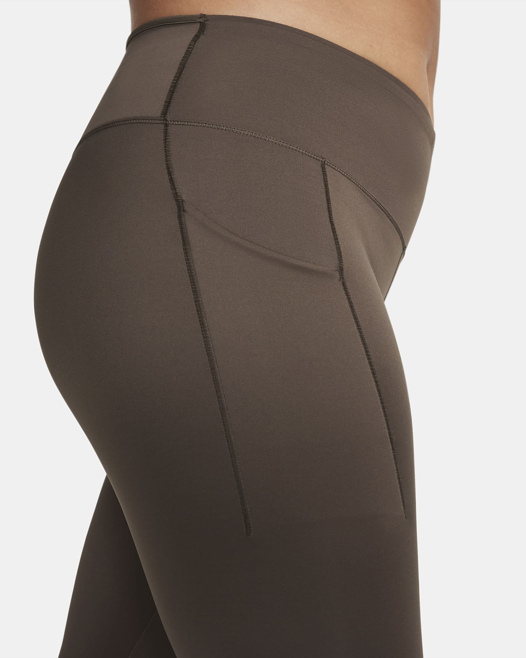 Legging taille mi-haute à maintien supérieur et coupe longue avec poches Nike Go pour femme - Baroque Brown/Noir