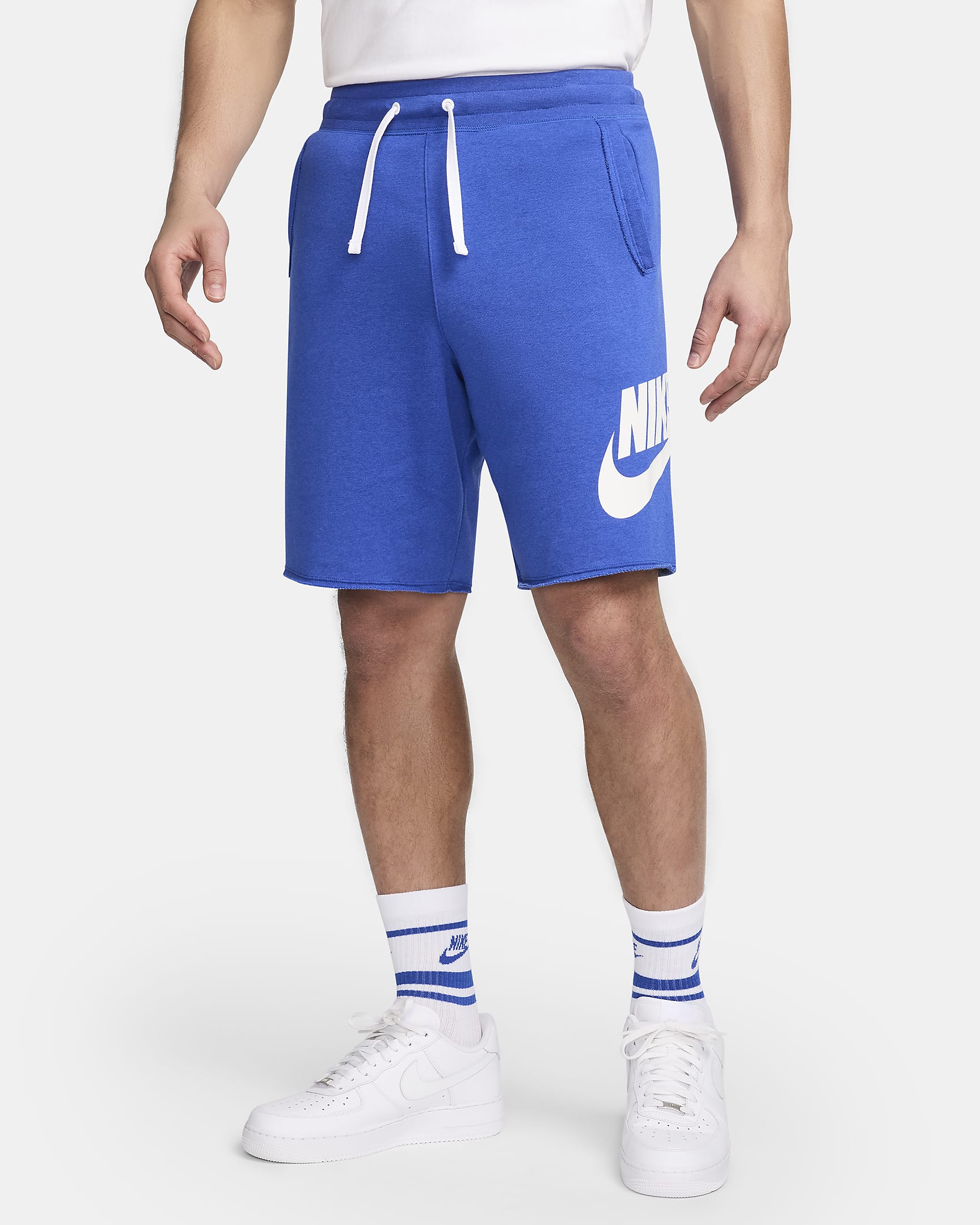 Shorts in French Terry Nike Club Alumni – Uomo - Game Royal/Bianco/Bianco