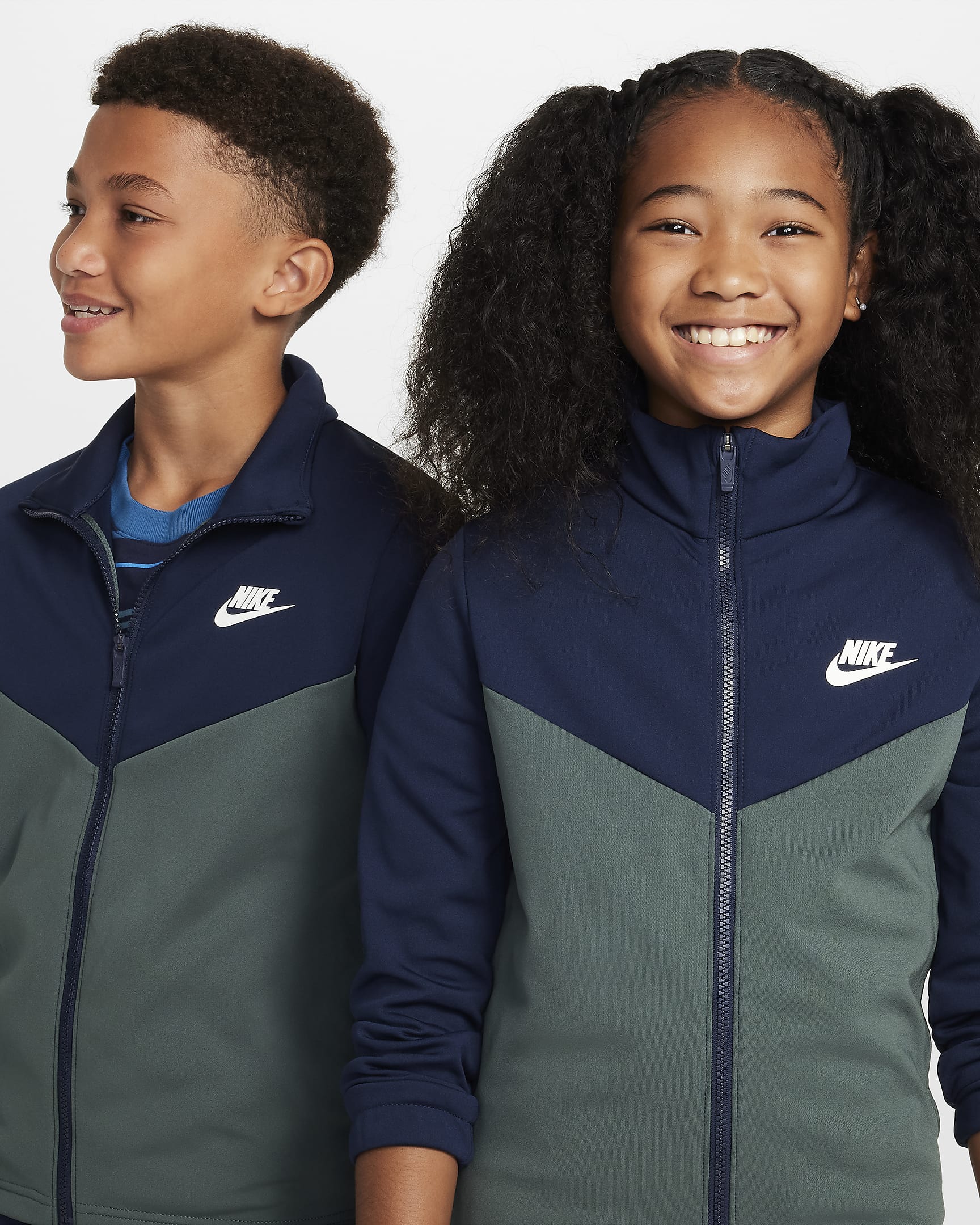 Nike Sportswear Older Kids' Tracksuit - Obsidian/Vintage Green/Obsidian/White