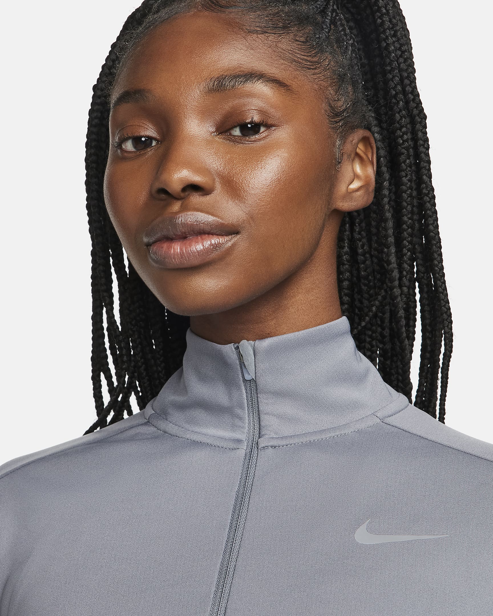 Nike Dri-FIT Pacer Damen-Pullover mit Viertelreißverschluss - Smoke Grey