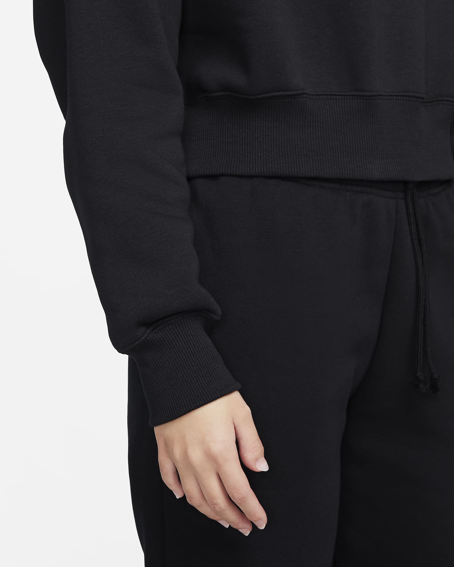 Nike Sportswear Phoenix Fleece Women's Cropped V-Neck Top - Black/Sail