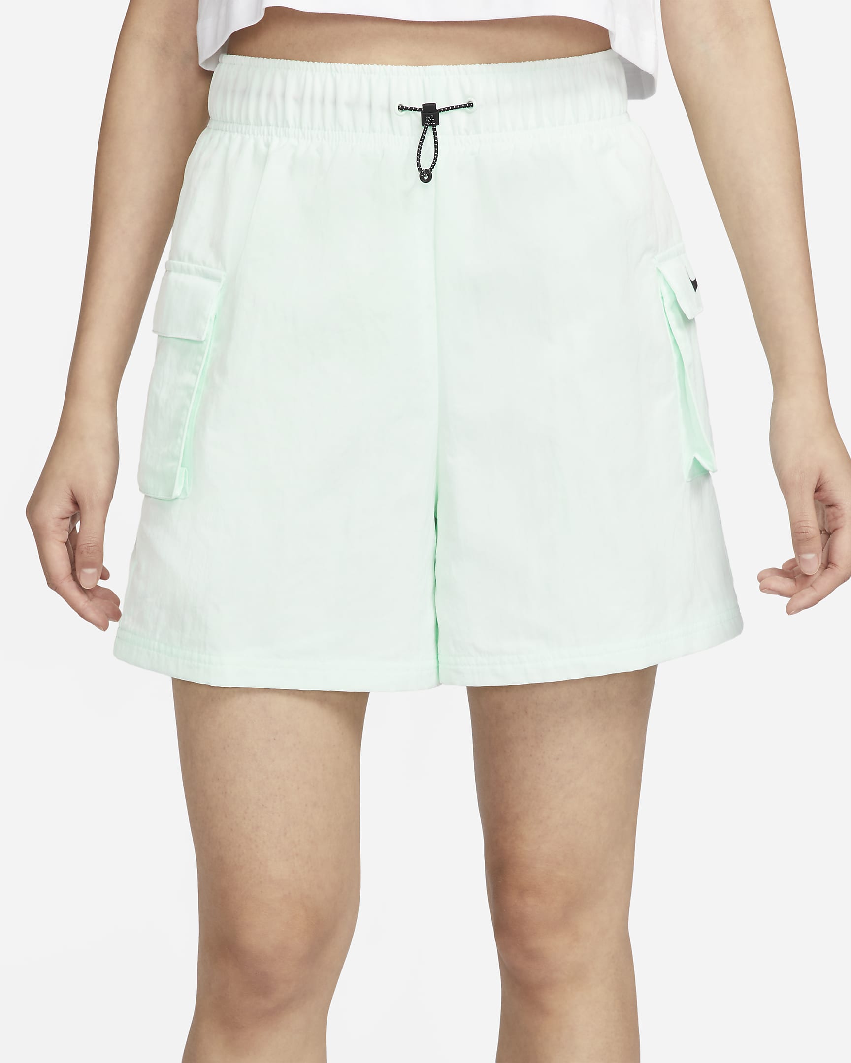 Nike Sportswear Essential Women's Woven High-Waisted Shorts - Barely Green/Black