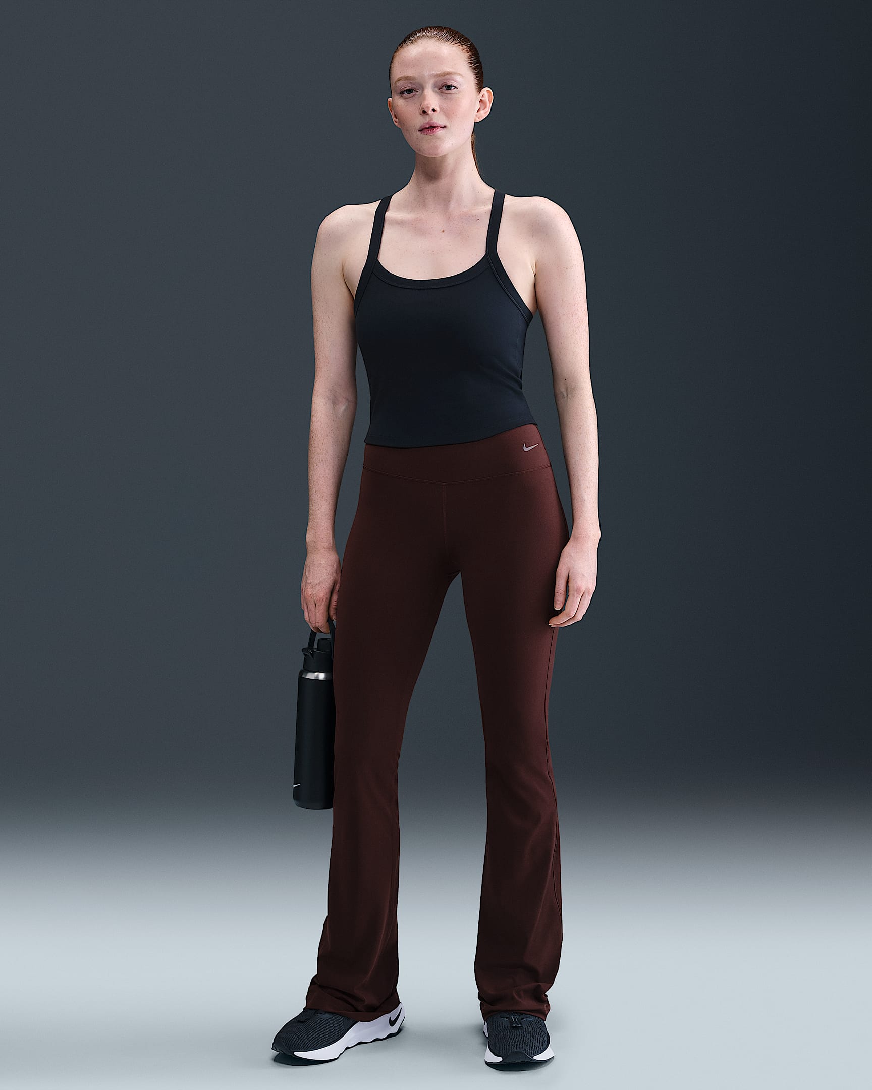 Nike Zenvy Women's High-Waisted Flared Leggings - Burgundy Crush/Black