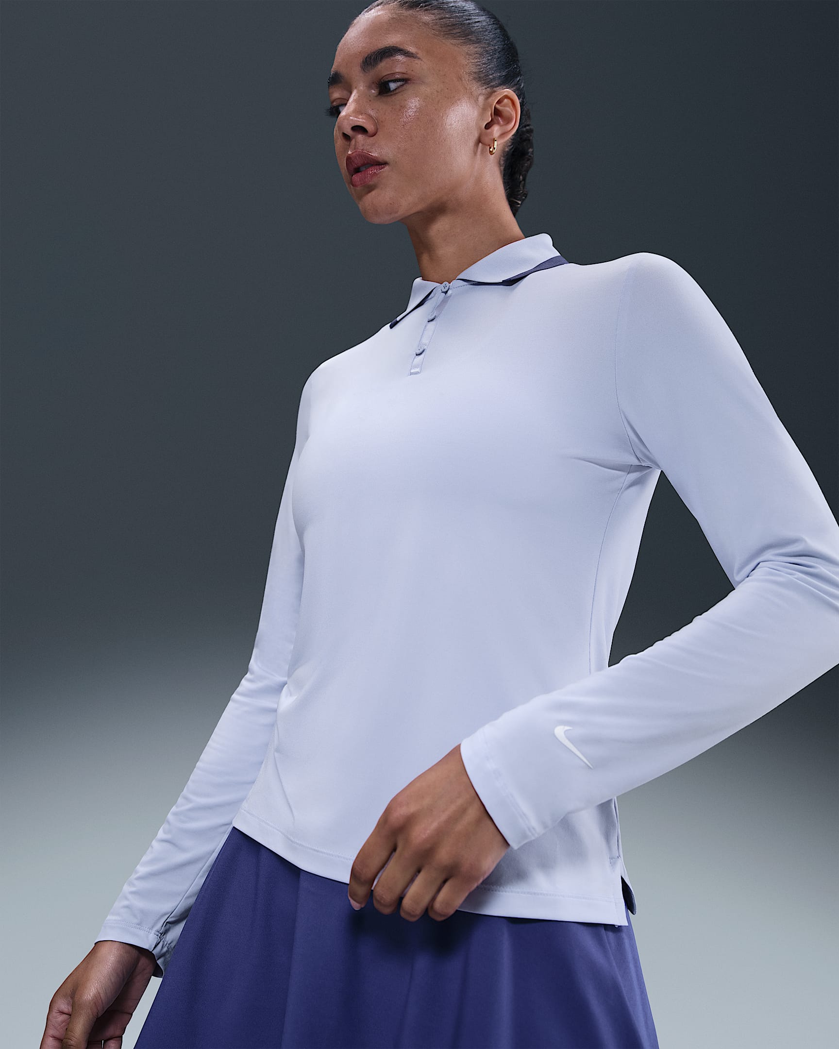 Nike Tour Women's Dri-FIT UV Protection Long-Sleeve Golf Polo - Ghost/Sanded Purple/White