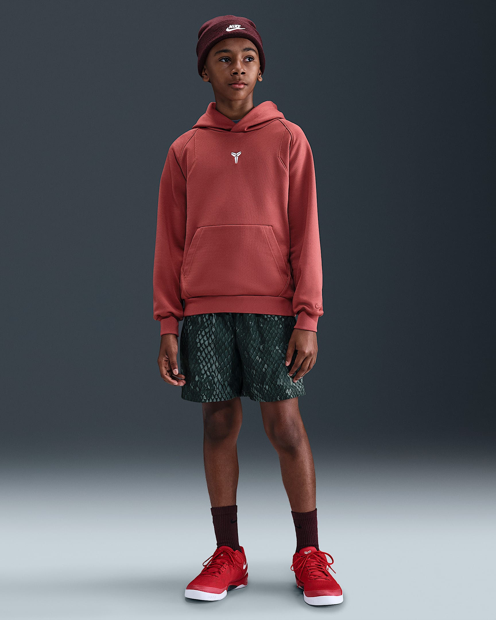 Short de basket tissé léger Kobe pour ado - Noir